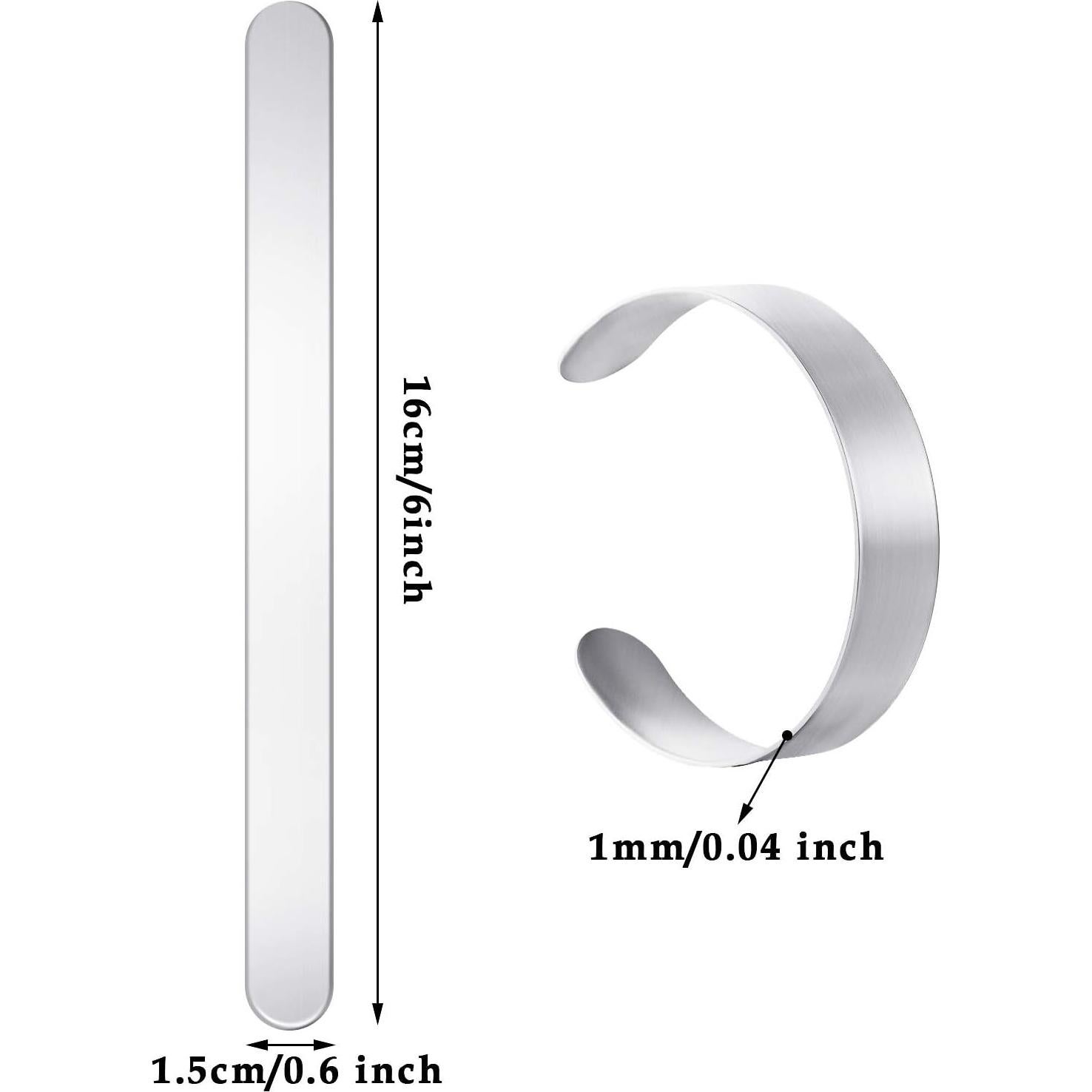 16 Pulseras en Blanco de Acero Inoxidable Hicarer para DIY