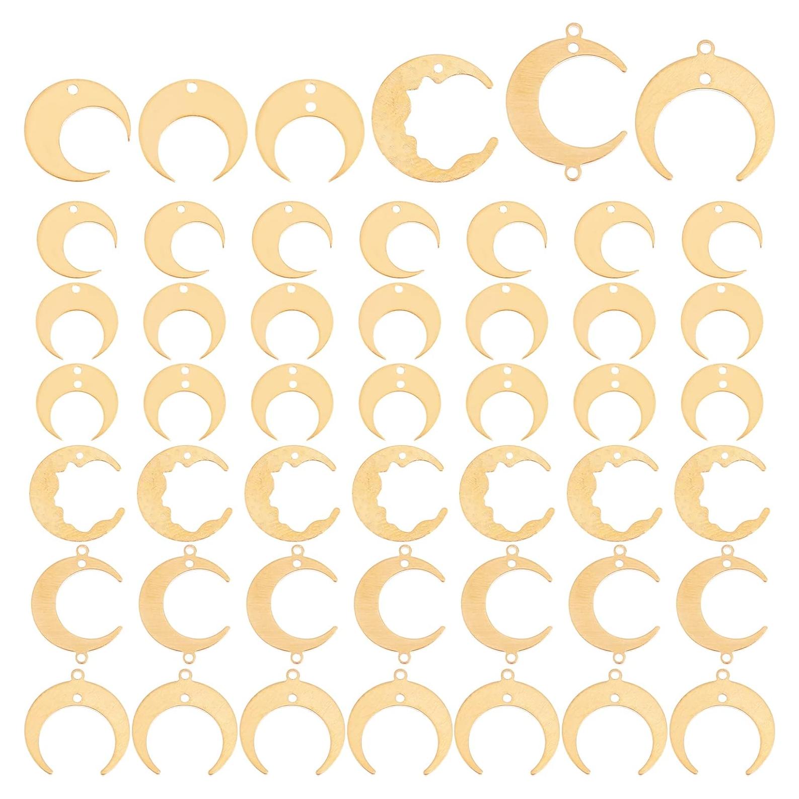 Conectores de Joyería PH PandaHall 72 Pcs Luna Creciente