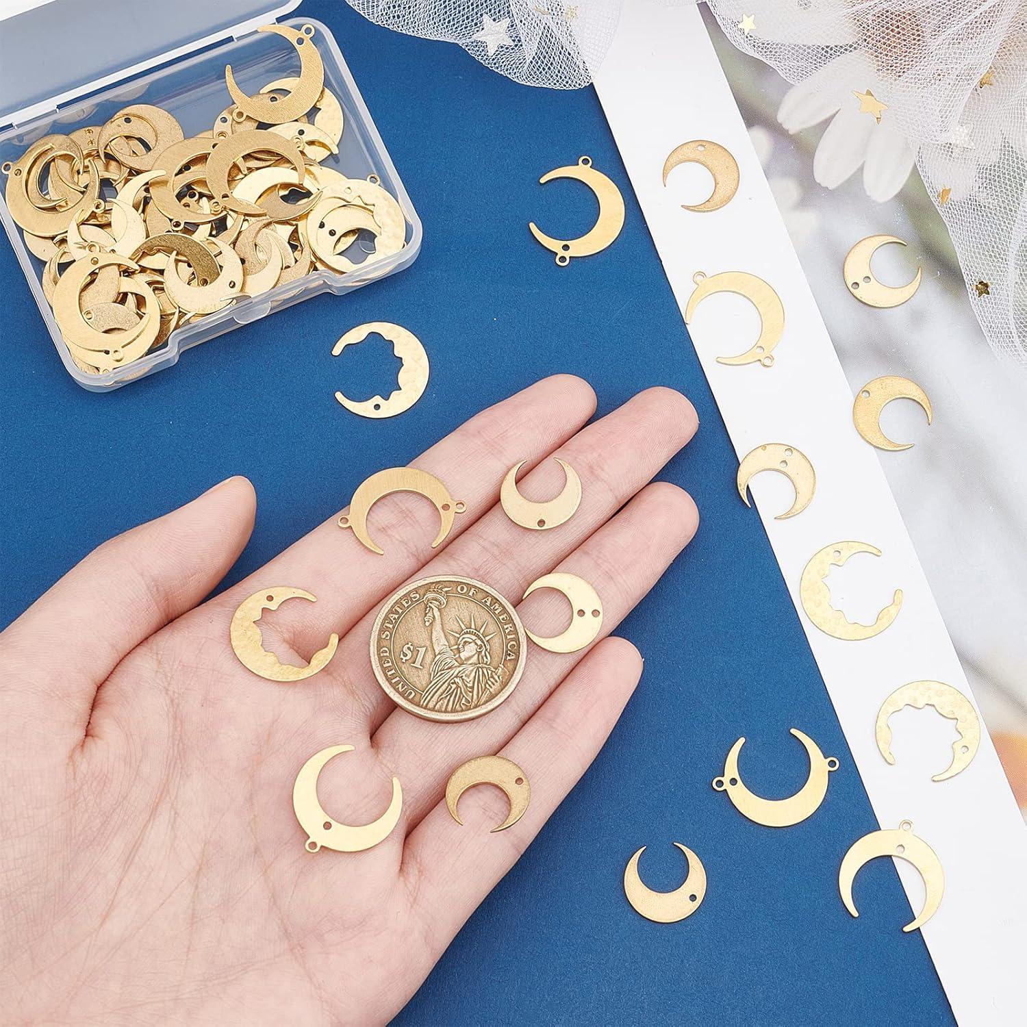 Conectores de Joyería PH PandaHall 72 Pcs Luna Creciente