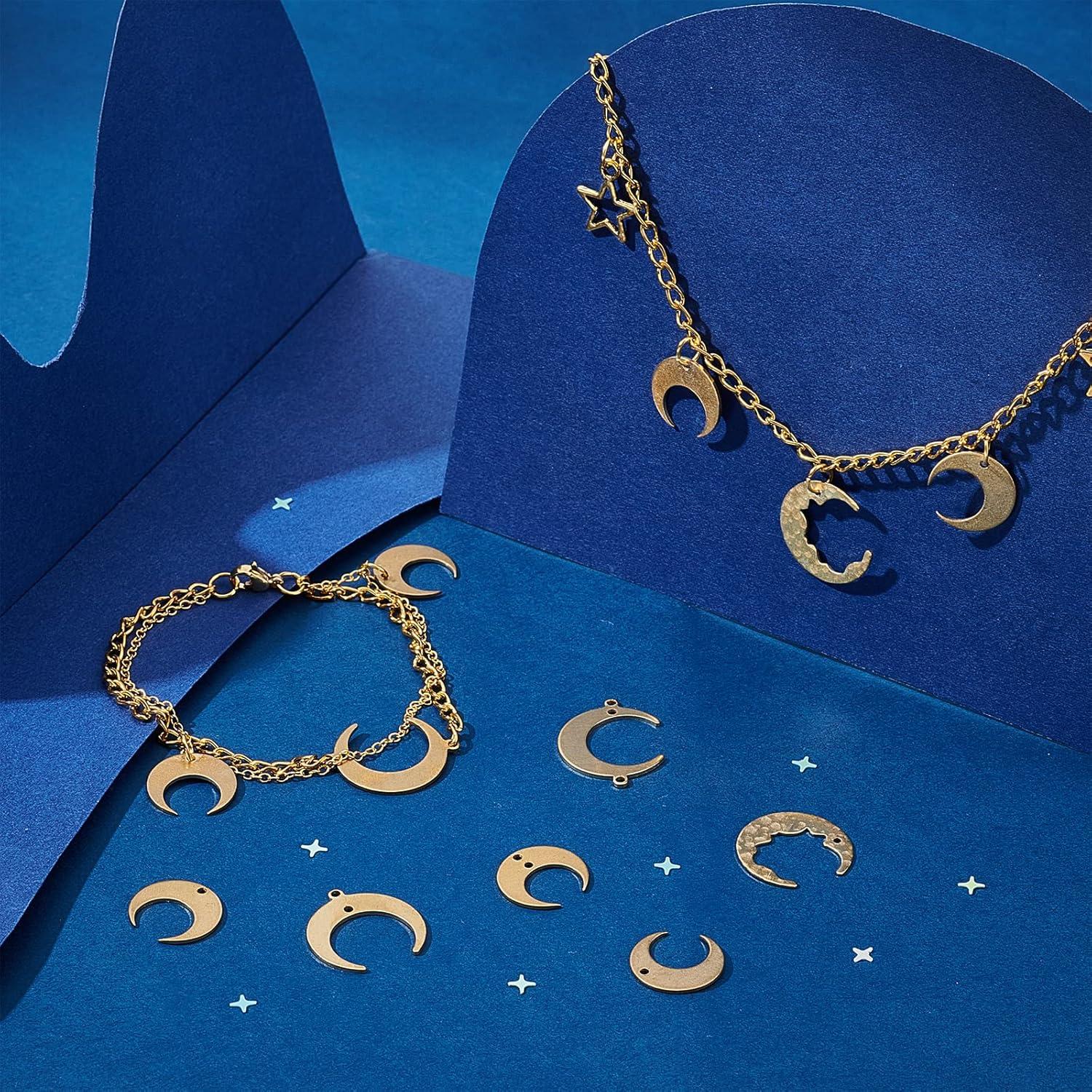 Conectores de Joyería PH PandaHall 72 Pcs Luna Creciente