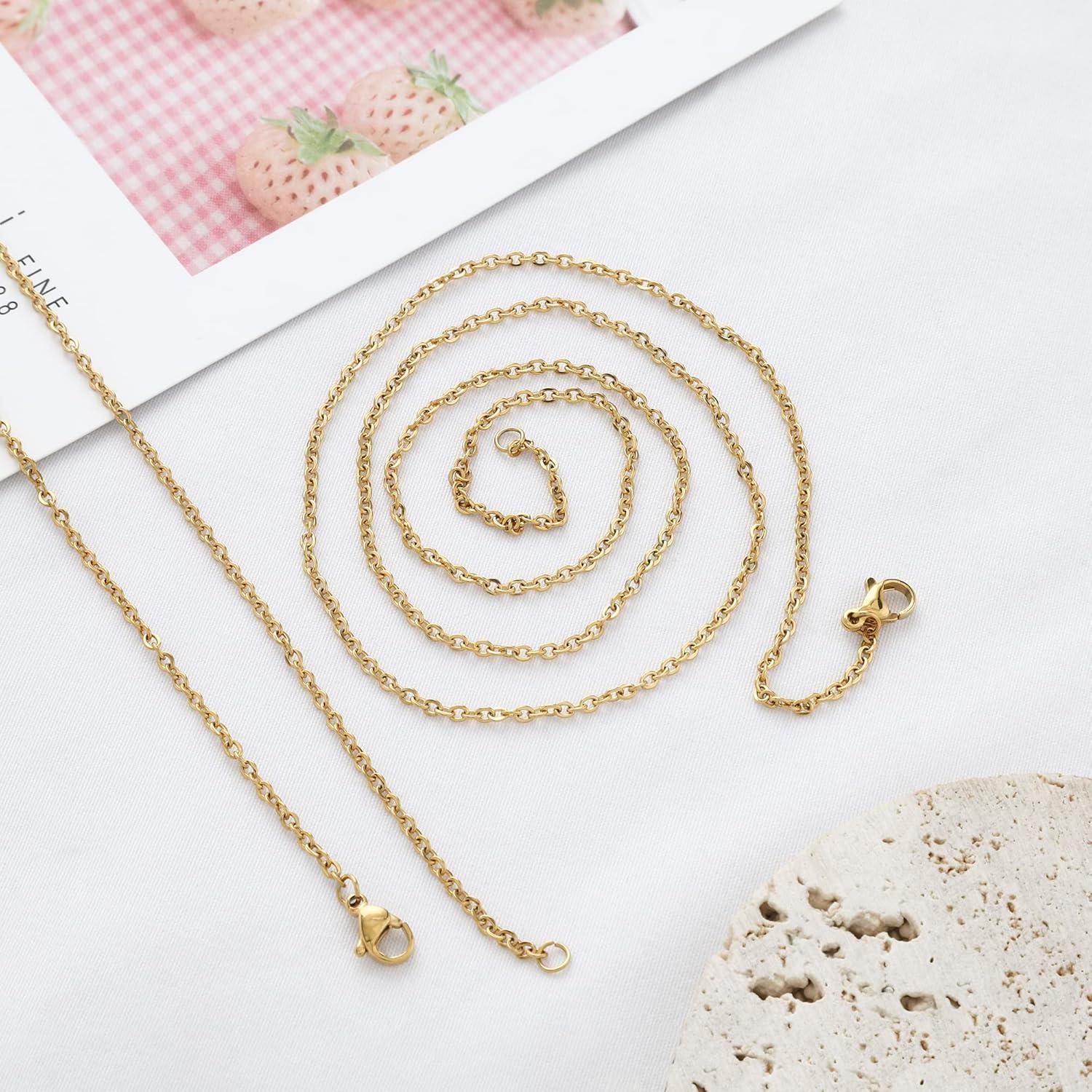 Cadena de Acero Inoxidable Dorada 24 Pcs 45.72 cm 2mm Lezam