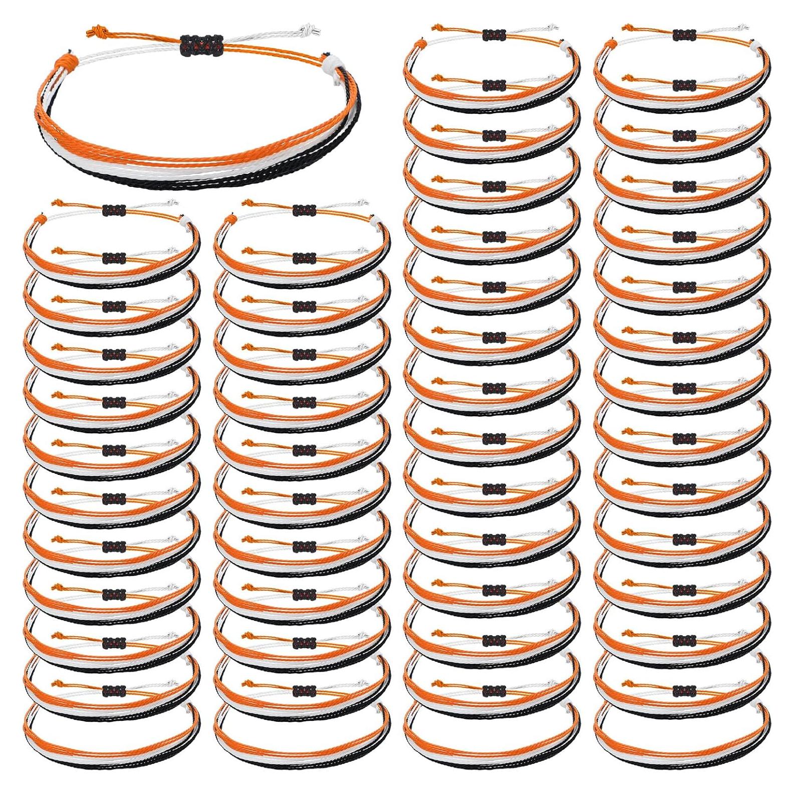 50 Pulseras Ajustables de Equipo Naranja, Blanco y Negro