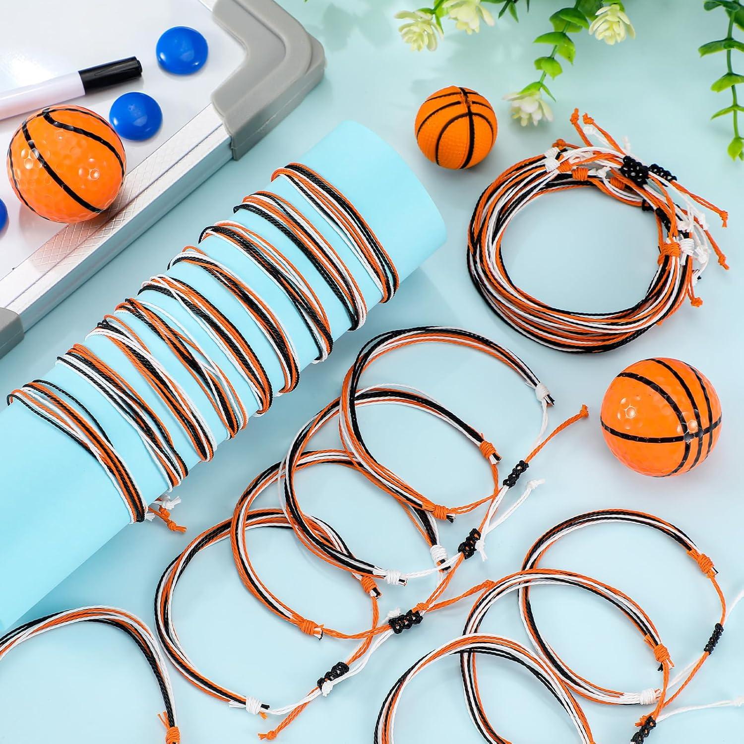 50 Pulseras Ajustables de Equipo Naranja, Blanco y Negro