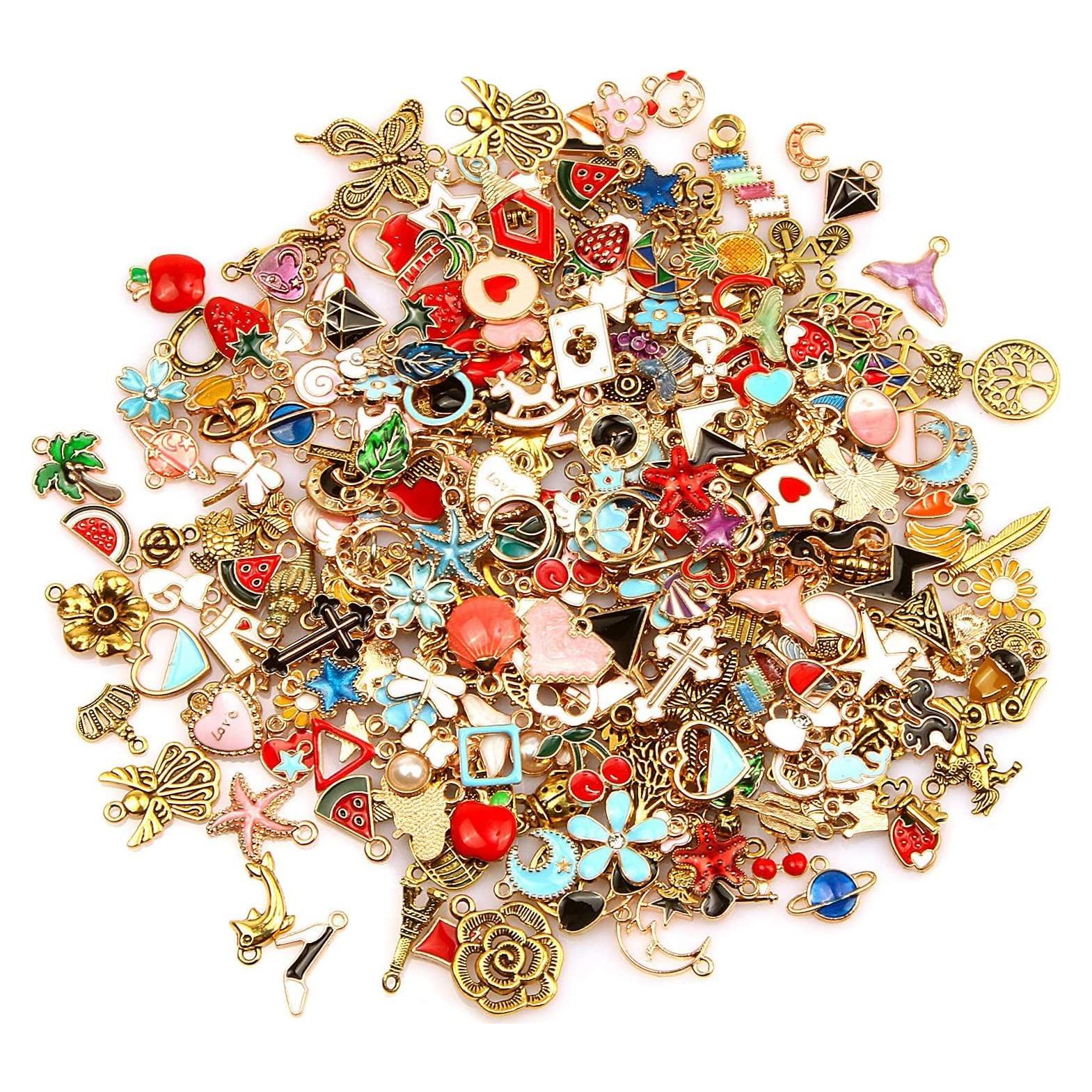 220 Piezas Encantos de Joyería SANNIX Chapados en Oro DIY