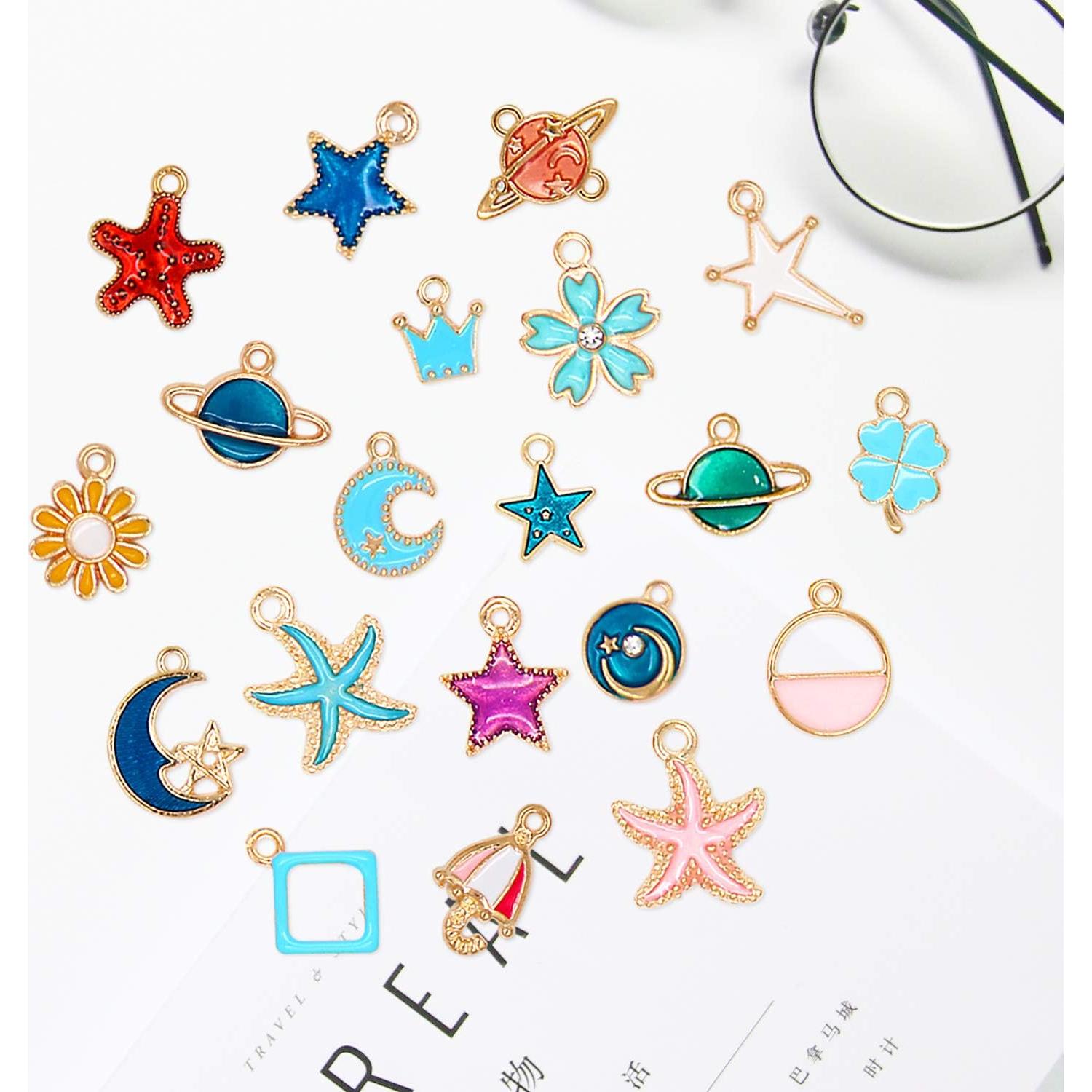 220 Piezas Encantos de Joyería SANNIX Chapados en Oro DIY