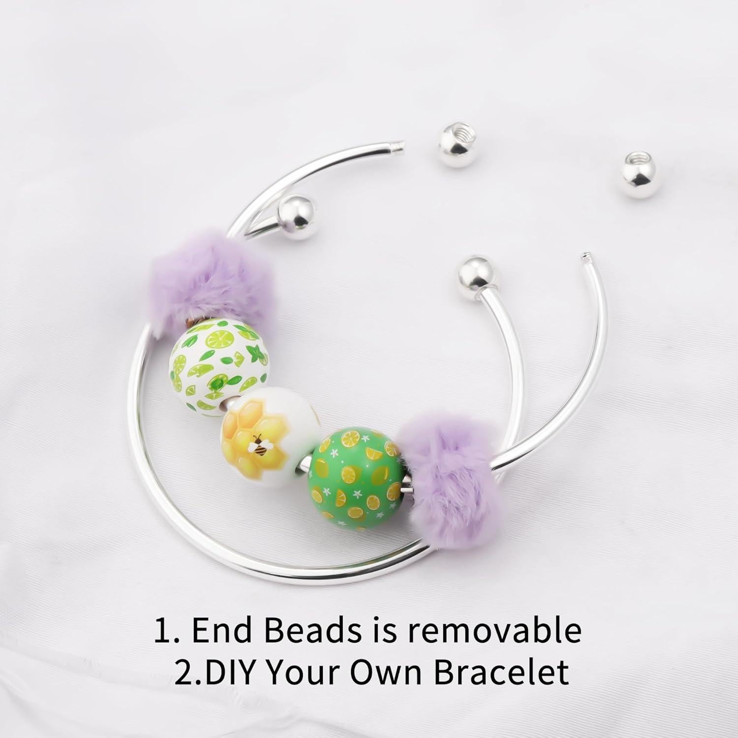 Brazaletes Ajustables de Acero Inoxidable Linsoir 2 Pcs Plata