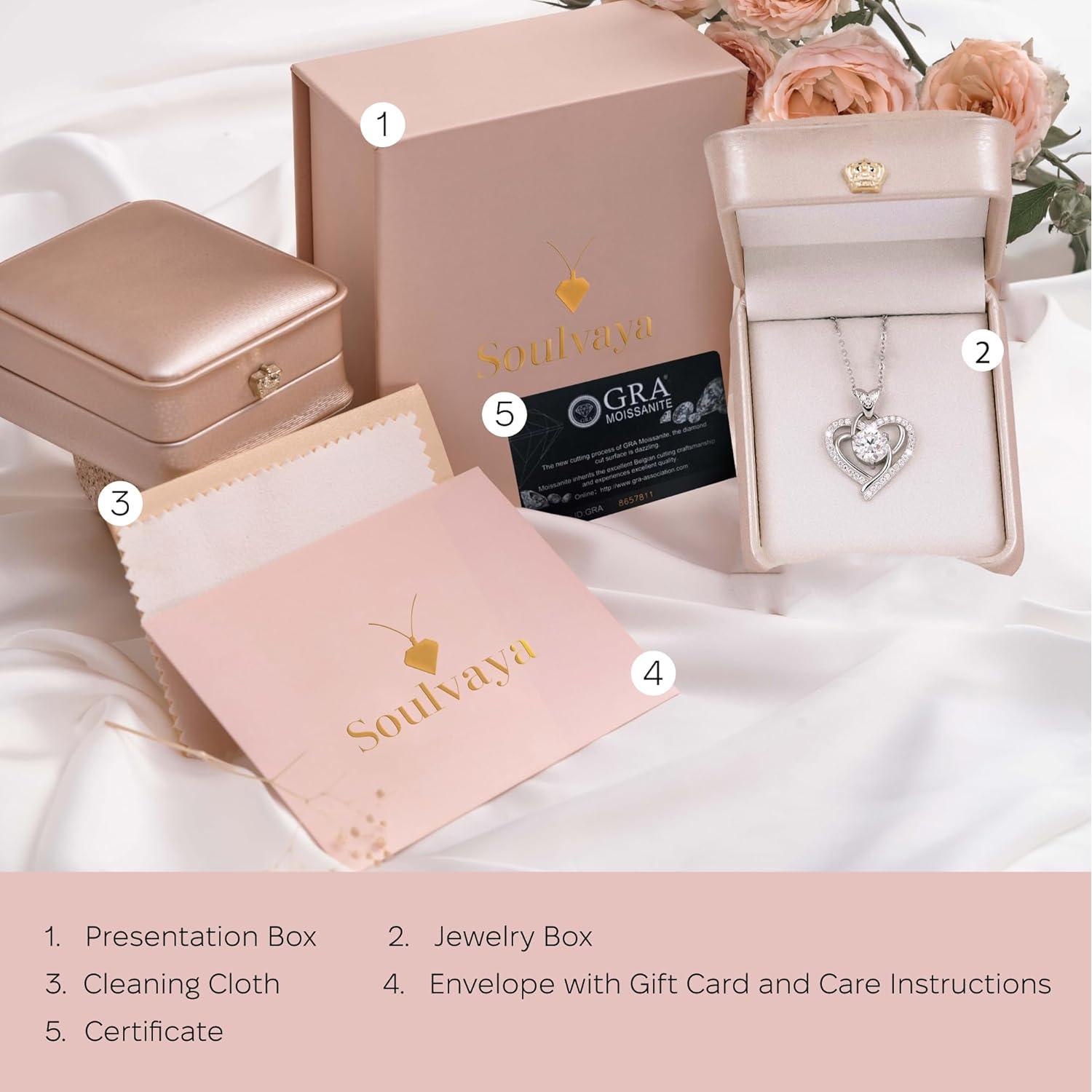 Collar Colgante de Moissanita Corazón Plata Esterlina 925 1CT