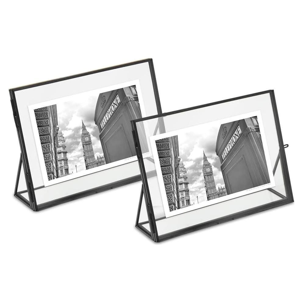 Marco de Foto Flotante Isaac Jacobs 5x7 Negro 2 Piezas