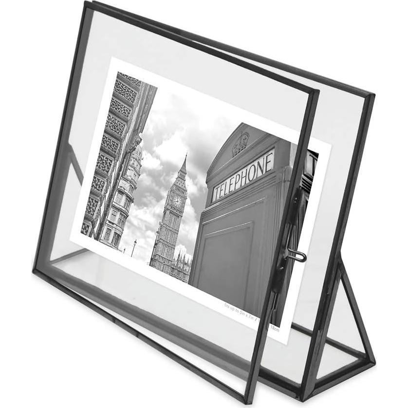 Marco de Foto Flotante Isaac Jacobs 5x7 Negro 2 Piezas