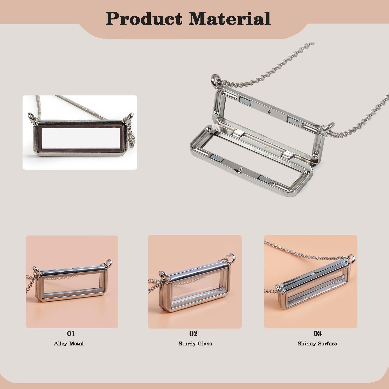 Collar Locket Rectangular MINGHANG 18" Aleación Oro