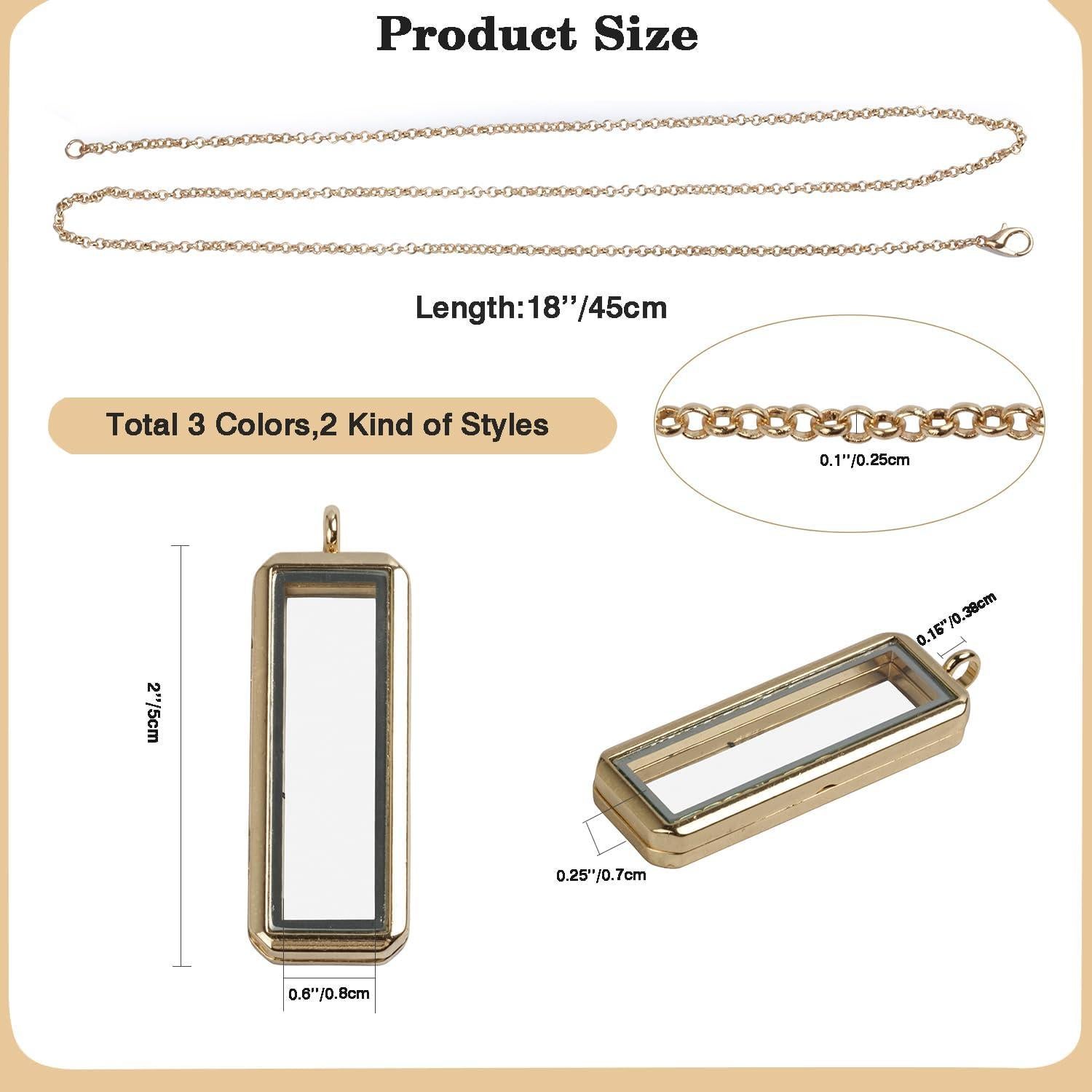 Collar Locket Rectangular MINGHANG 18" Aleación Oro