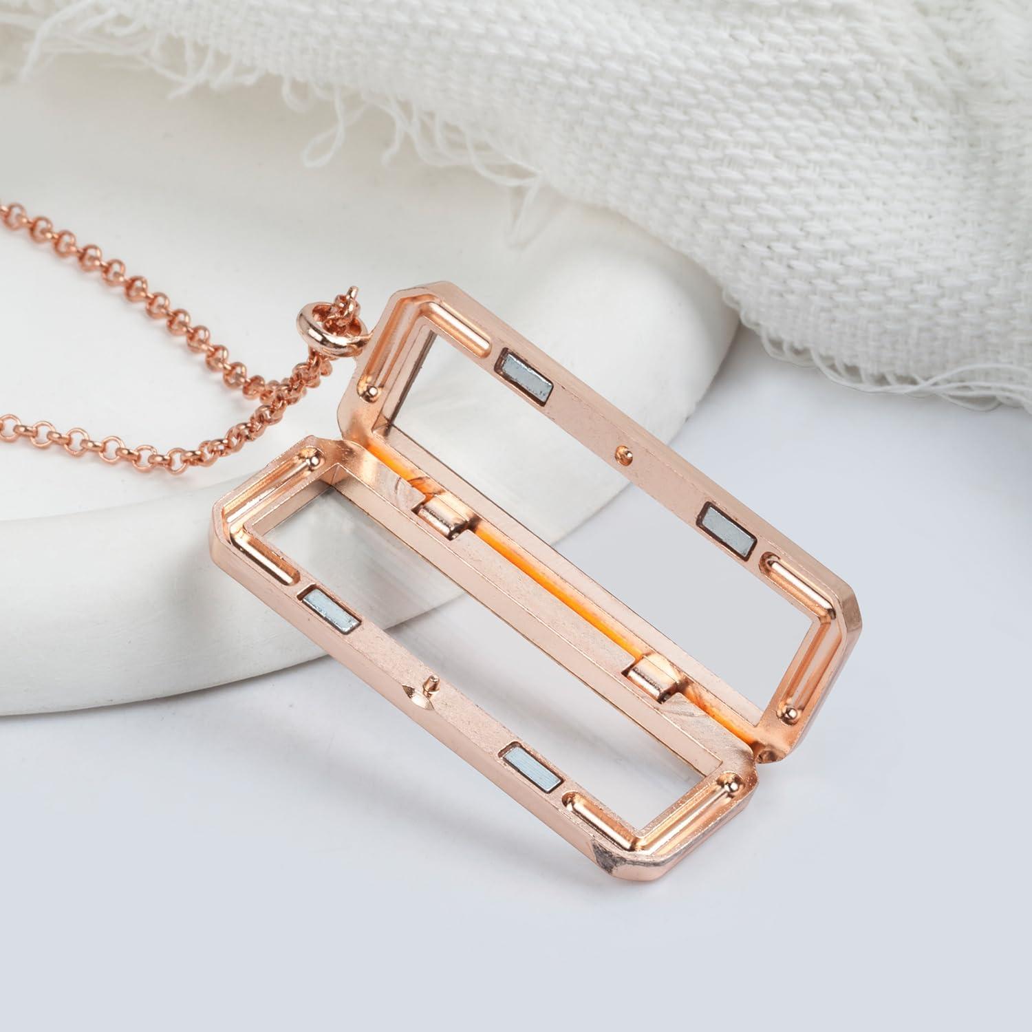 Collar Locket Rectangular MINGHANG 18" Aleación Oro