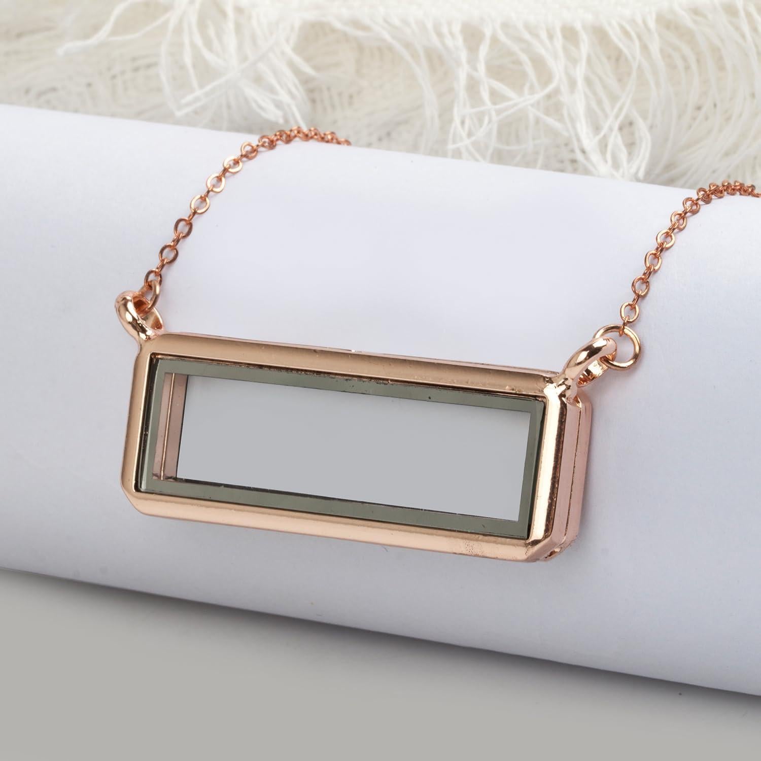 Collar Locket Rectangular MINGHANG 18" Aleación Oro