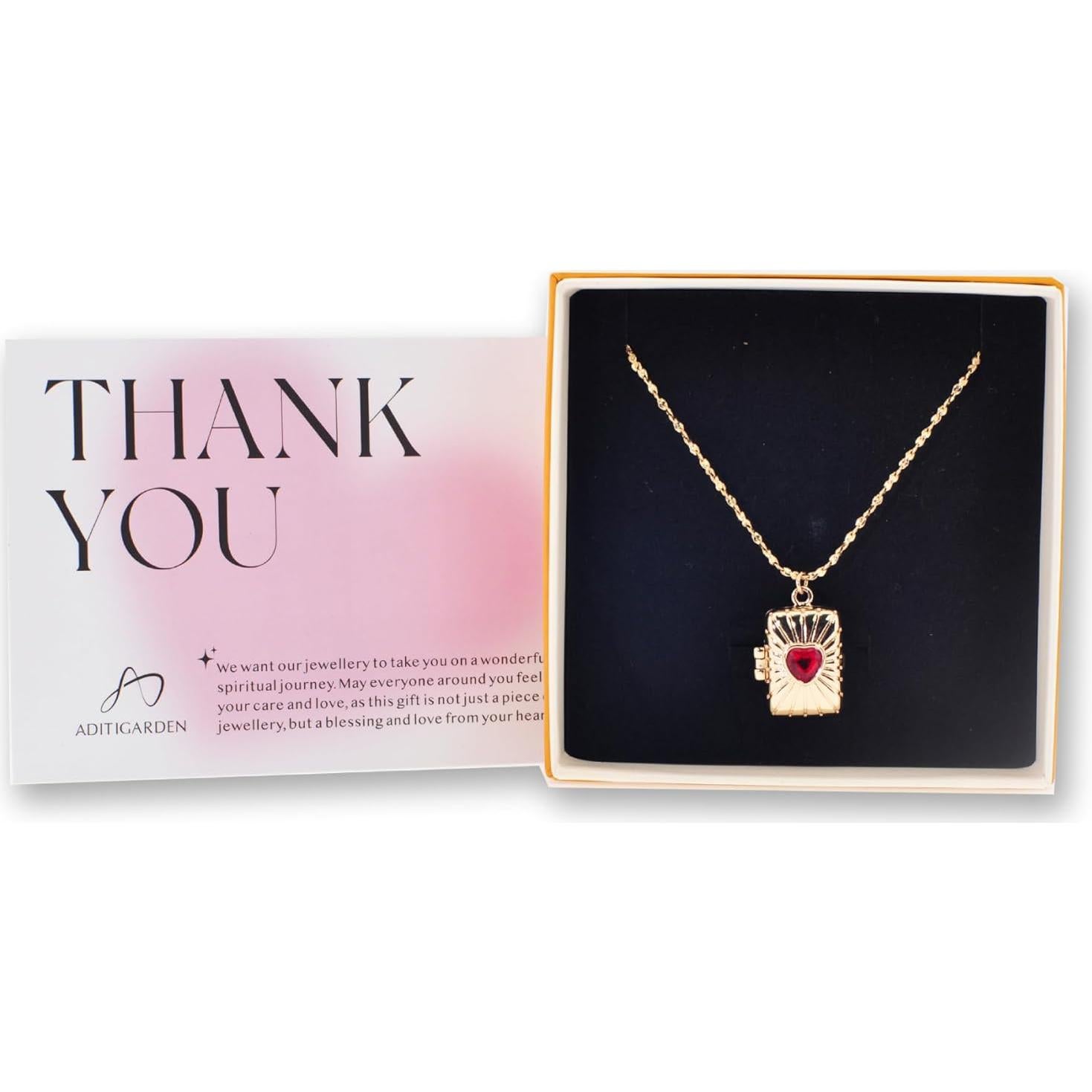 Collar Medallón Corazón Rojo Oro 14k 50 cm para Mujeres