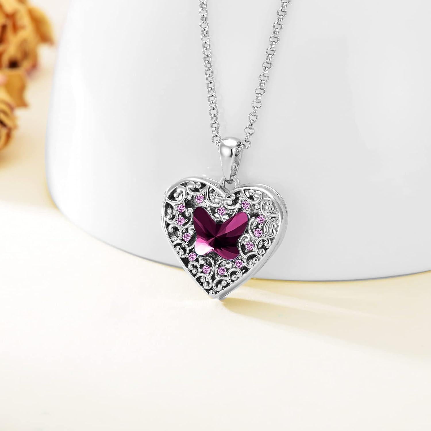 Collar Locket Corazón Plata Esterlina 925 Dorunmo con Foto