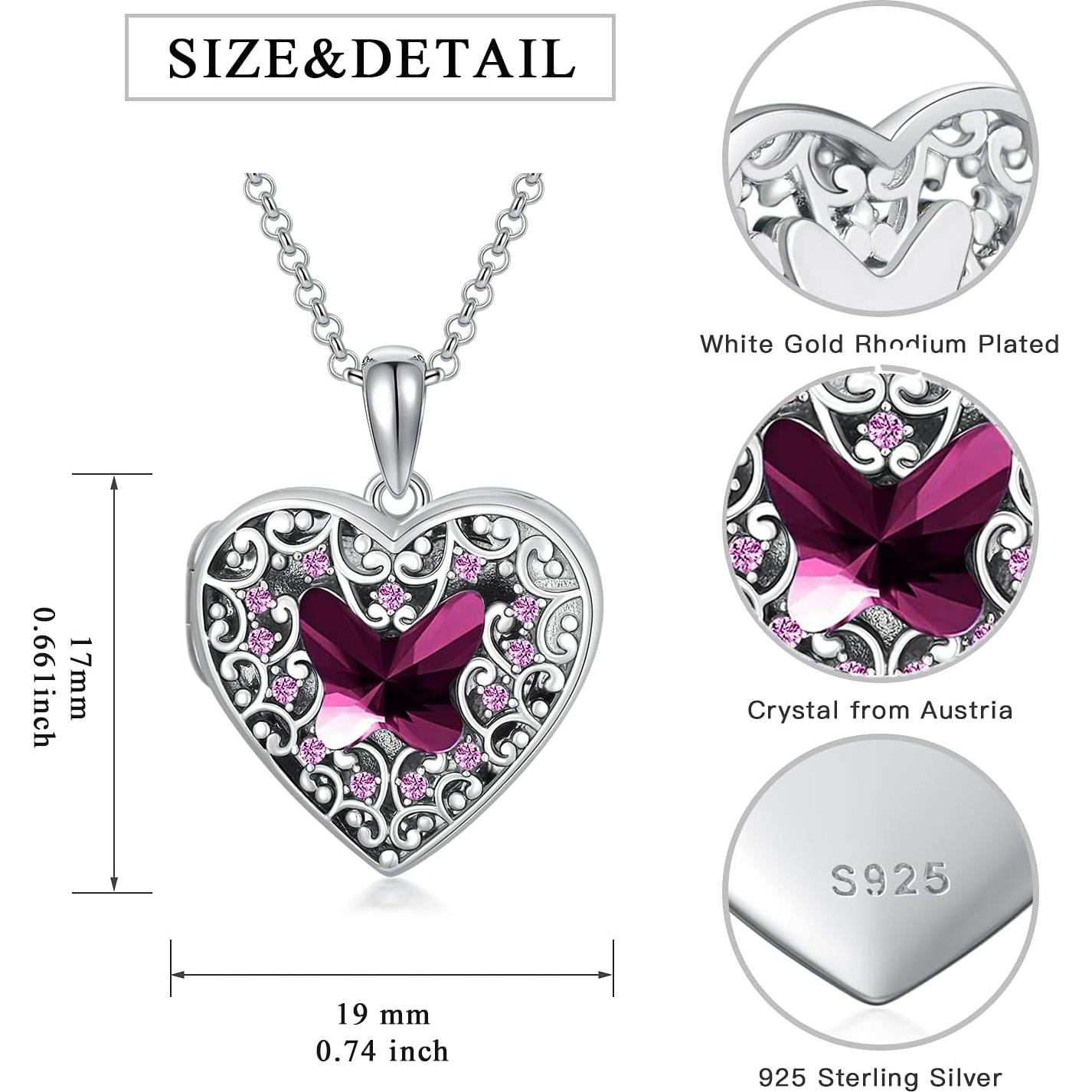 Collar Locket Corazón Plata Esterlina 925 Dorunmo con Foto