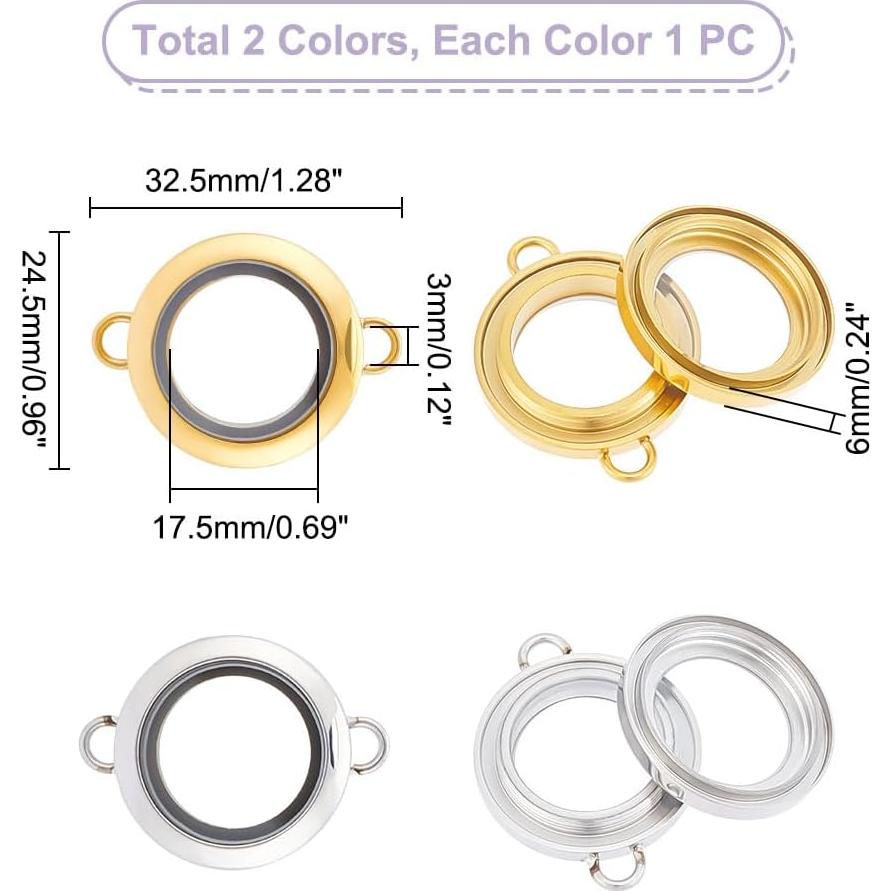 Colgantes de Locket de Cristal UNICRAFTALE 2 Pcs 24.5x6mm