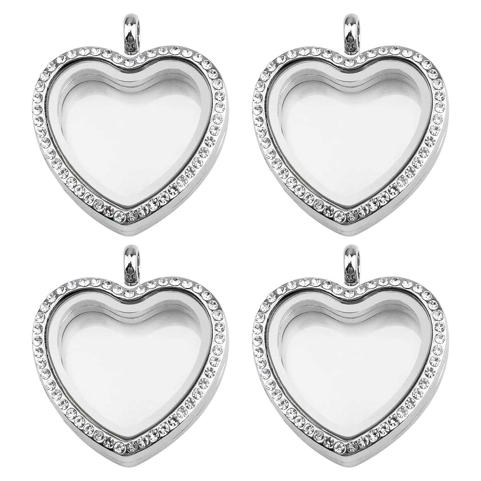 Charm de Foto WANDIC Corazón Oro Rosa con Rhinestones