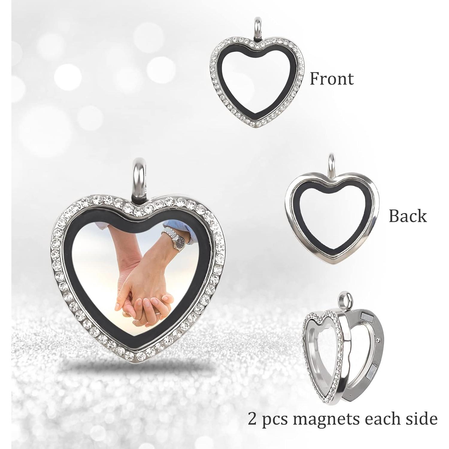 Charm de Foto WANDIC Corazón Oro Rosa con Rhinestones