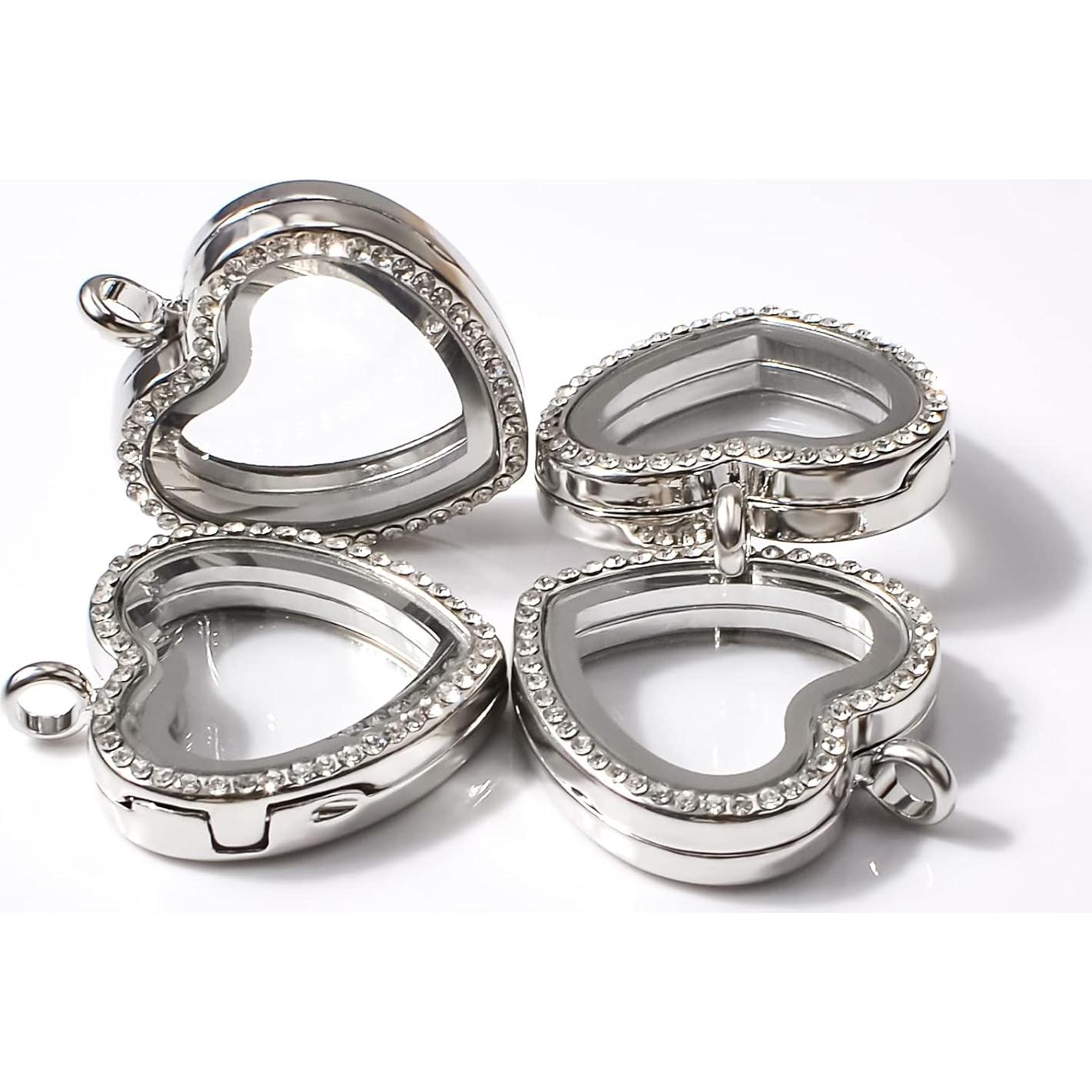 Charm de Foto WANDIC Corazón Oro Rosa con Rhinestones