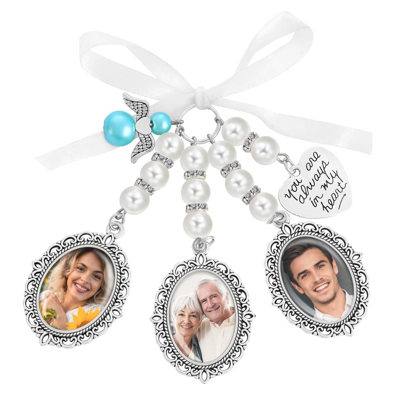 Encanto de Ramo de Boda Yolev Ovalado Plata con Foto