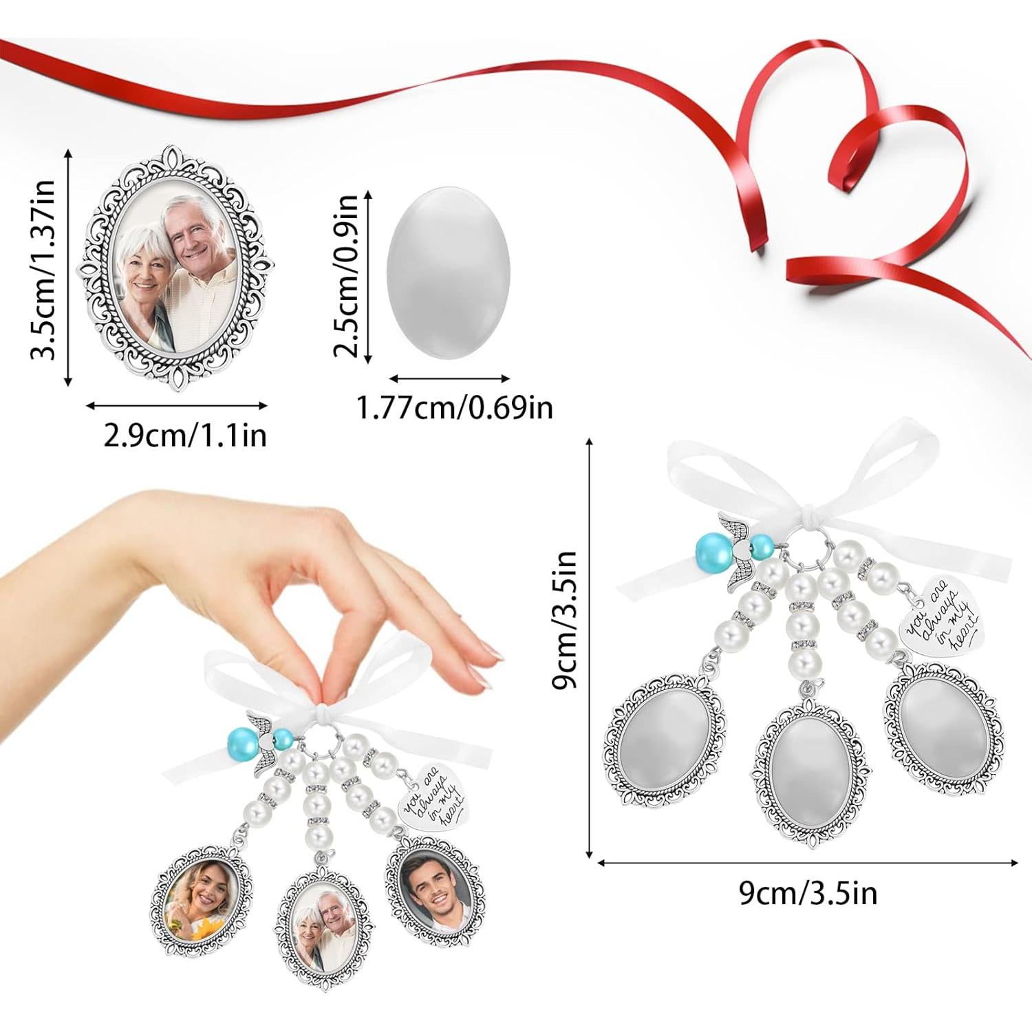 Encanto de Ramo de Boda Yolev Ovalado Plata con Foto