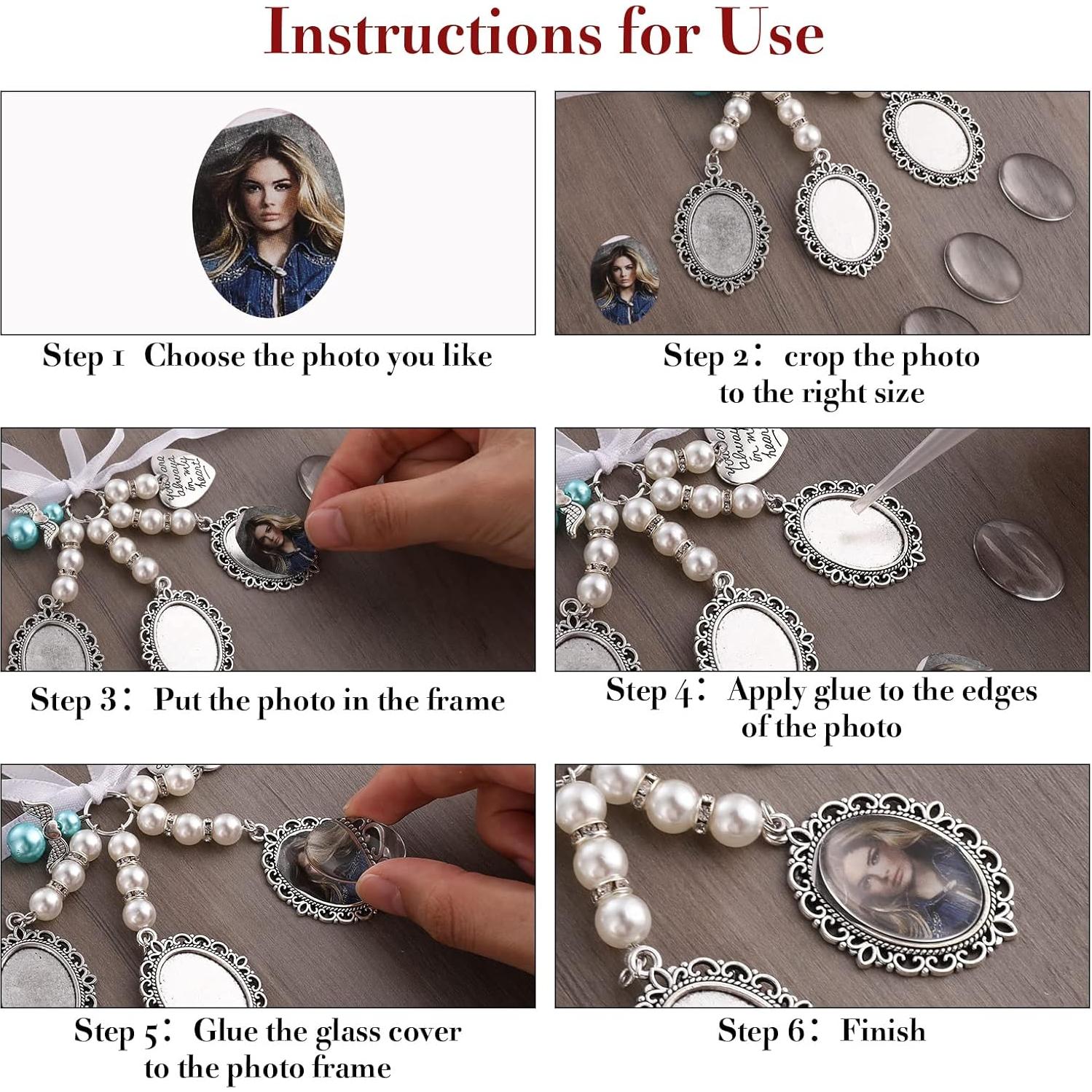 Encanto de Ramo de Boda Yolev Ovalado Plata con Foto