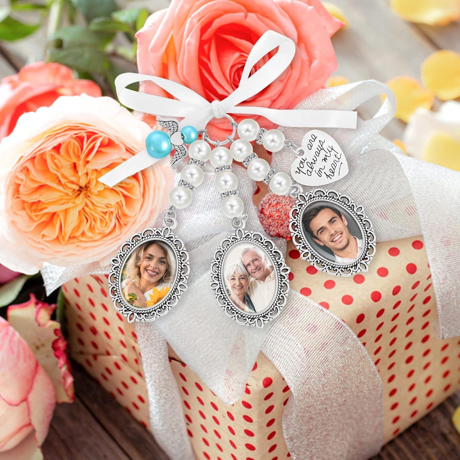 Encanto de Ramo de Boda Yolev Ovalado Plata con Foto