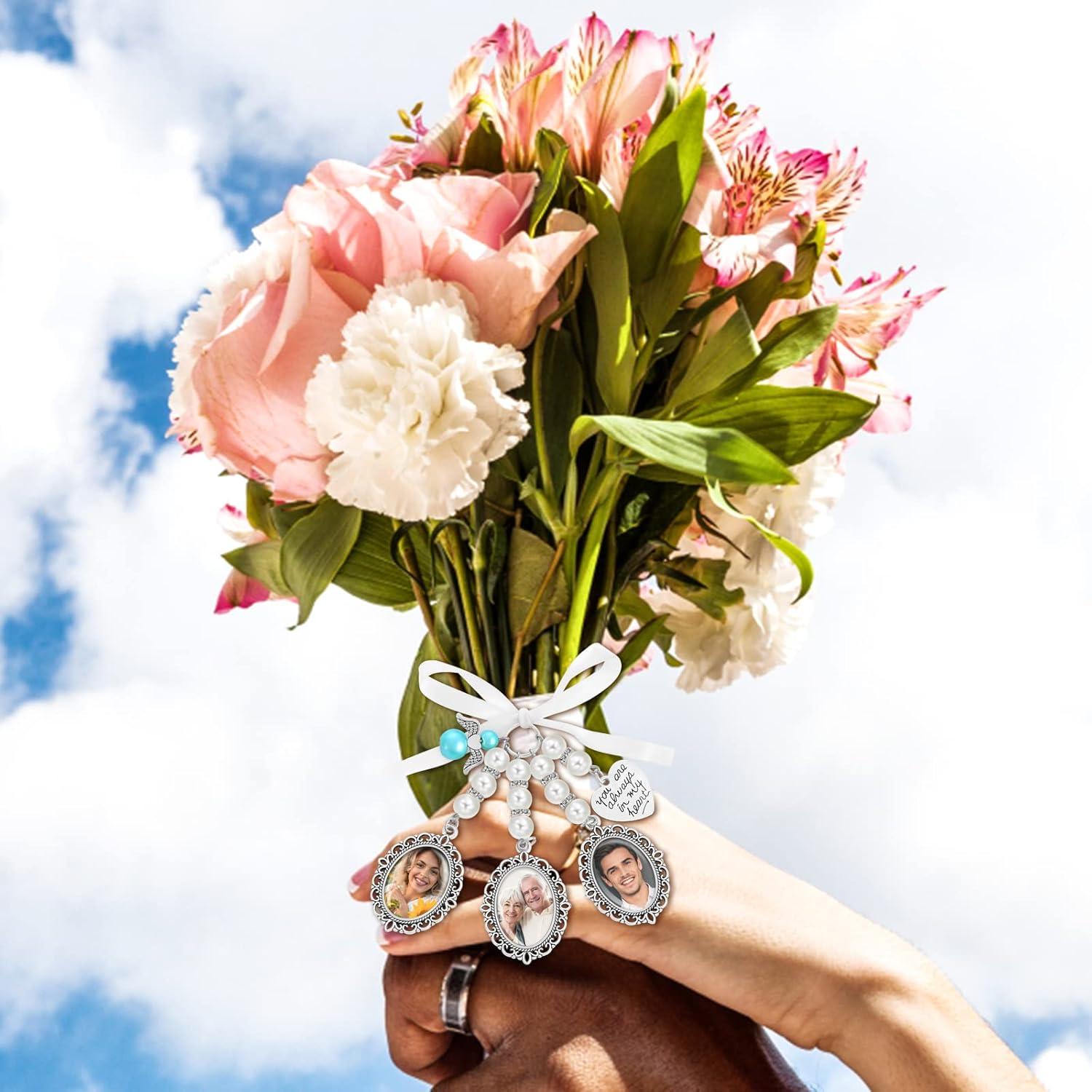 Encanto de Ramo de Boda Yolev Ovalado Plata con Foto