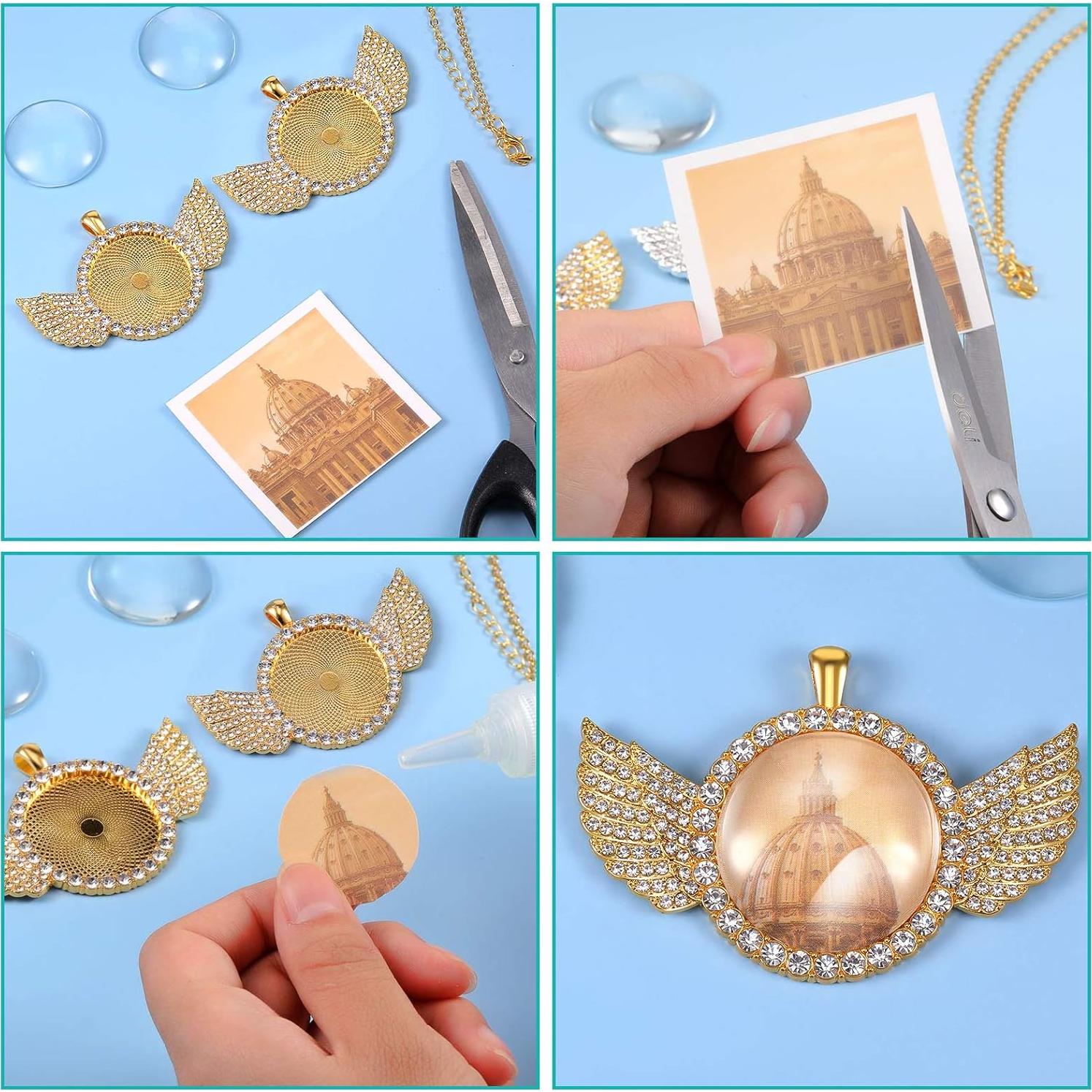 Set 27 Piezas Bandejas Colgantes Hicarer Oro con Cadenas y Cabochones