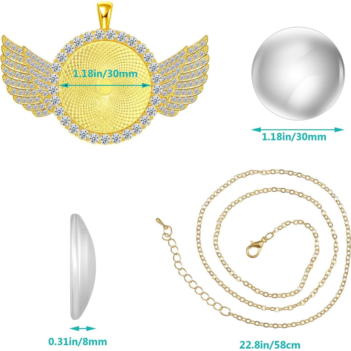 Set 27 Piezas Bandejas Colgantes Hicarer Oro con Cadenas y Cabochones