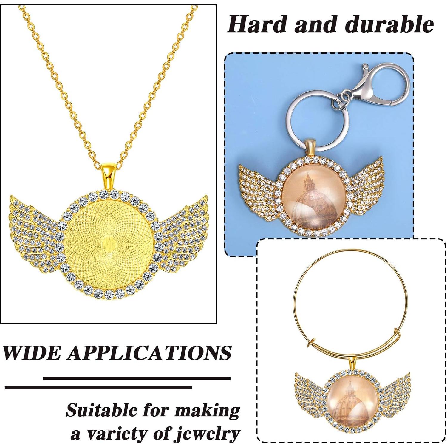 Set 27 Piezas Bandejas Colgantes Hicarer Oro con Cadenas y Cabochones