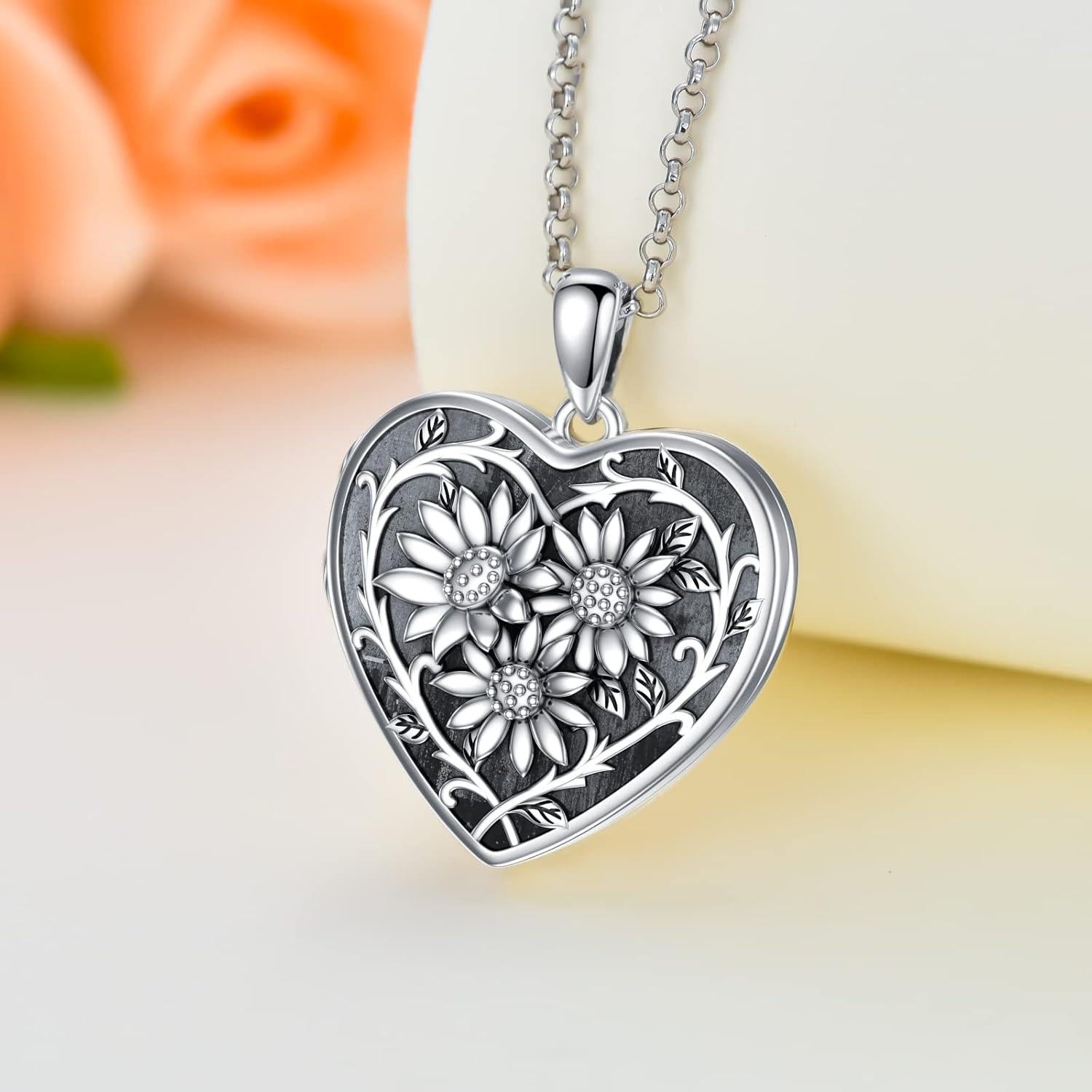 Collar Locket de Foto Dorunmo 925 Plata Esterlina Corazón