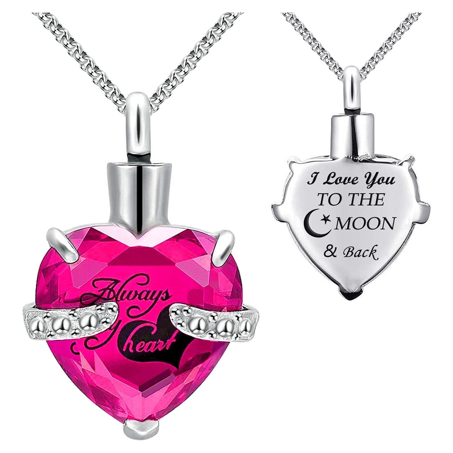 Collar de Urna para Cenizas YOUFENG Corazón Acero Inoxidable 60cm