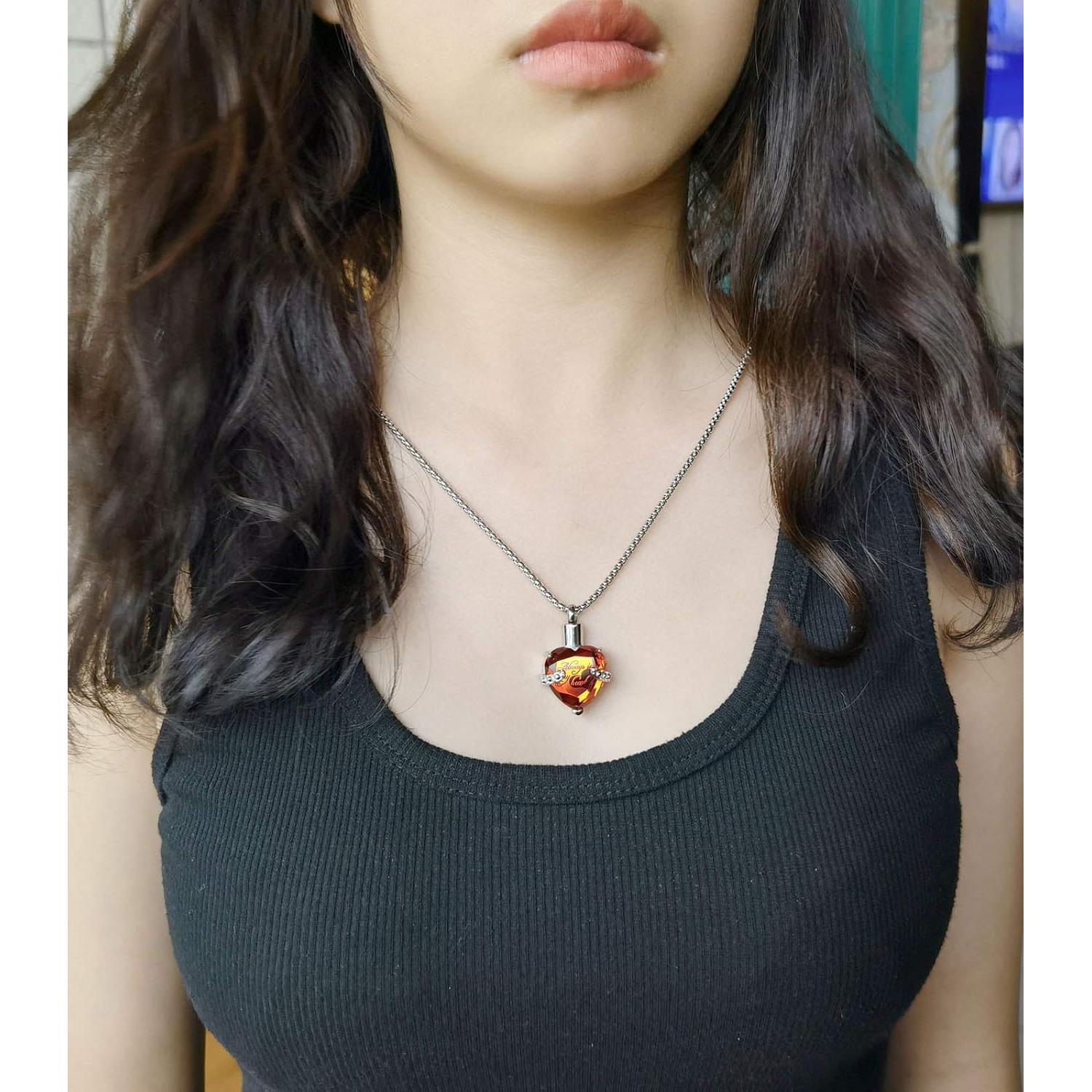 Collar de Urna para Cenizas YOUFENG Corazón Acero Inoxidable 60cm