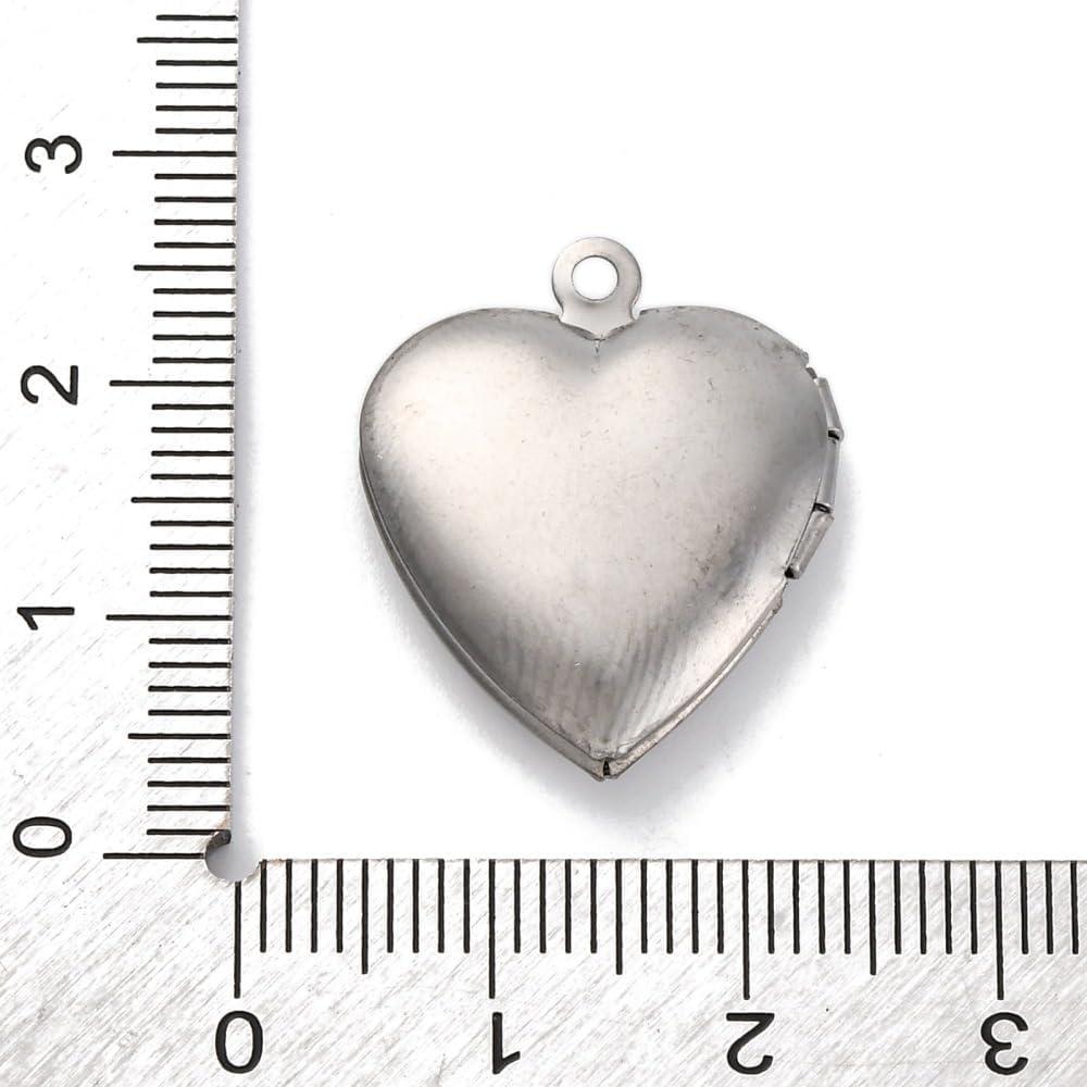 20 Piezas Charm Corazón Acero Inoxidable Ornazy 23mm