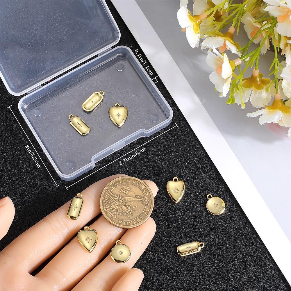 Beebeecraft 12 Piezas Charms de Corazón Oro 18K para Joyería DIY