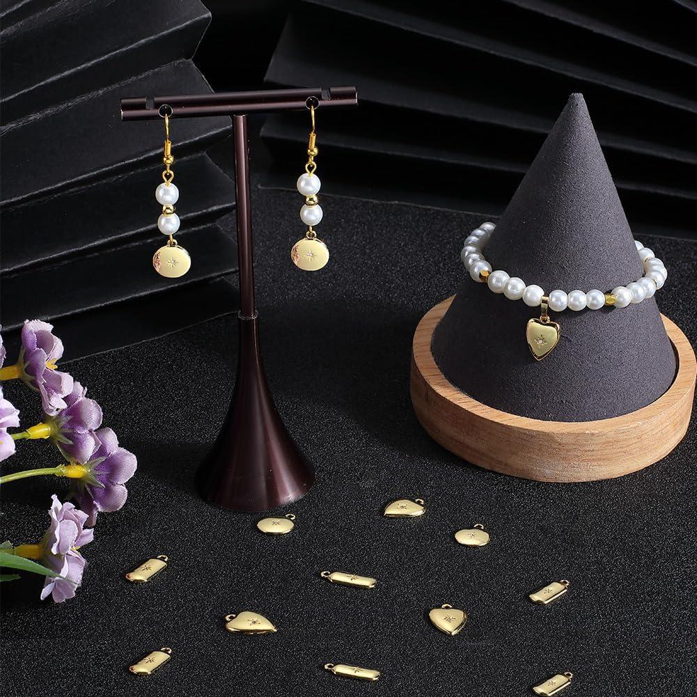Beebeecraft 12 Piezas Charms de Corazón Oro 18K para Joyería DIY