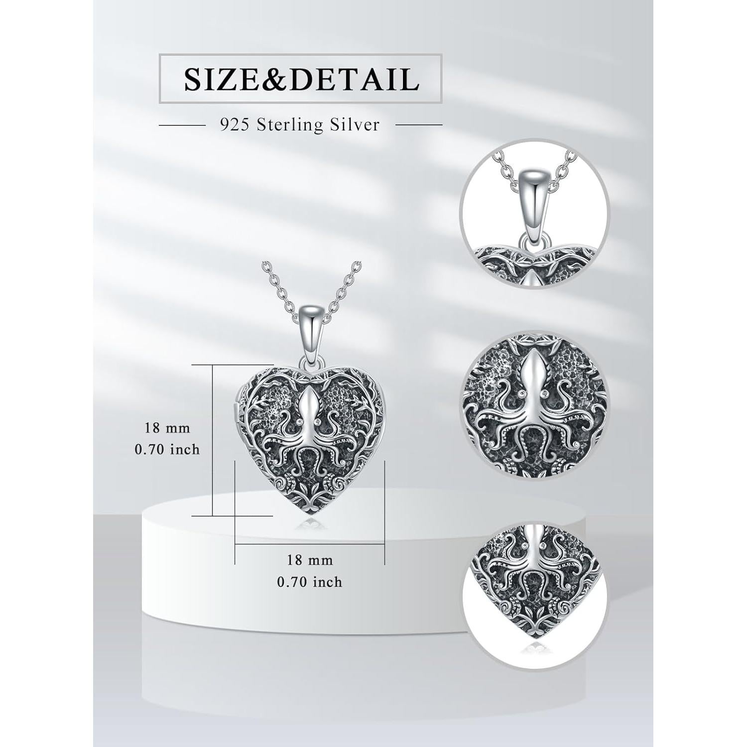 Collar de Plata Esterlina 925 con Medallón Corazón para Mujeres