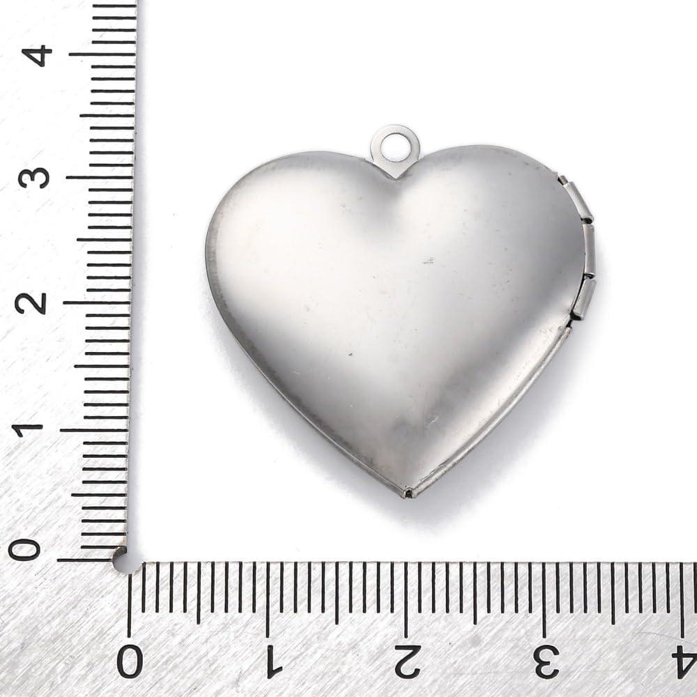 20 Piezas Encantos de Locket Acero Inoxidable Ornazy Corazón