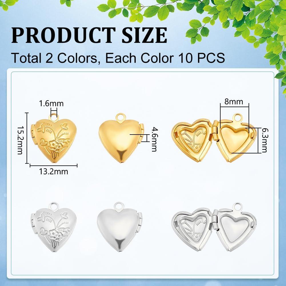 20 Piezas Charm Corazón Marco de Foto UNICRAFTALE DIY Joyería