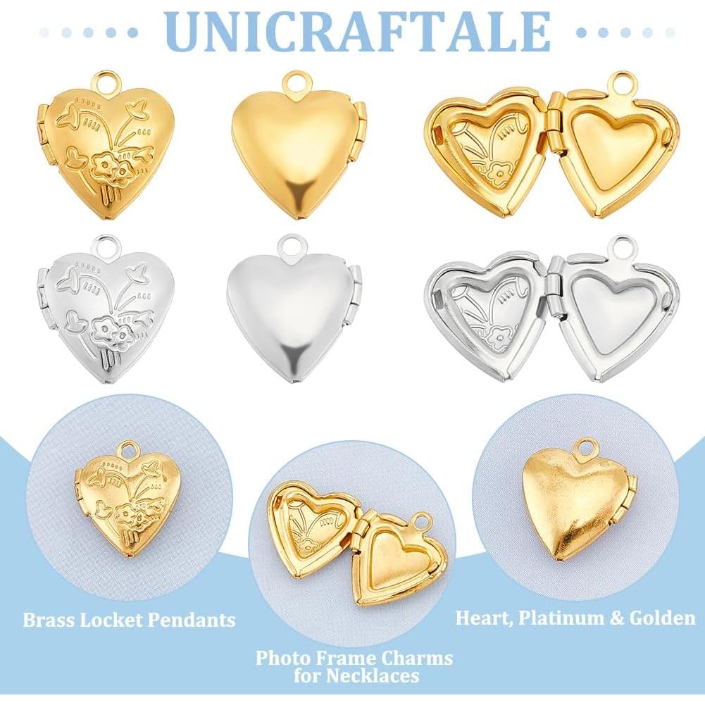 20 Piezas Charm Corazón Marco de Foto UNICRAFTALE DIY Joyería