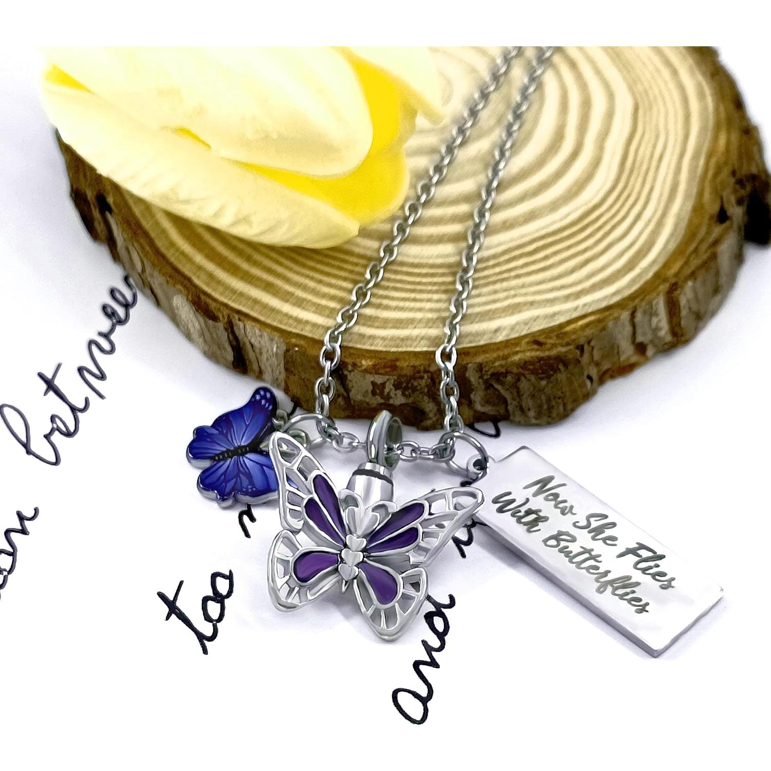 Collar de Urna de Cremación Mariposa Qeensekc 55.88 cm Acero Inoxidable