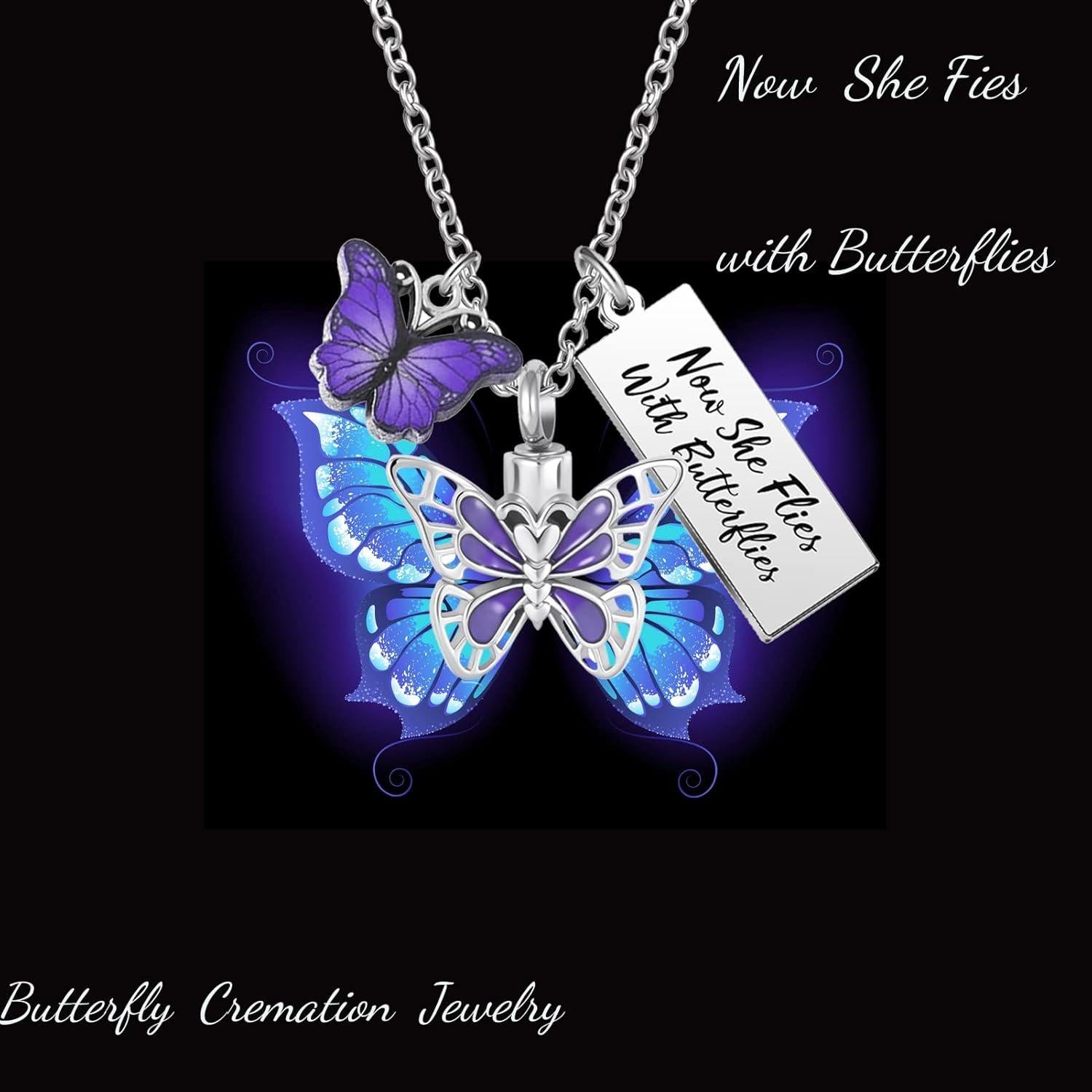 Collar de Urna de Cremación Mariposa Qeensekc 55.88 cm Acero Inoxidable