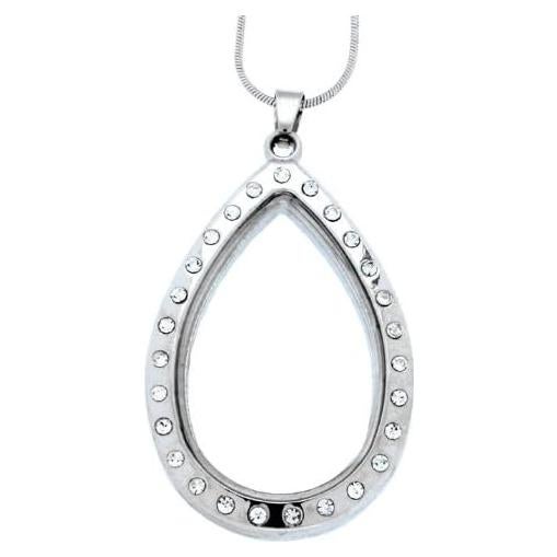 Collar Locket de Cristal en Forma de Gota Clearly Charming 40.64 cm