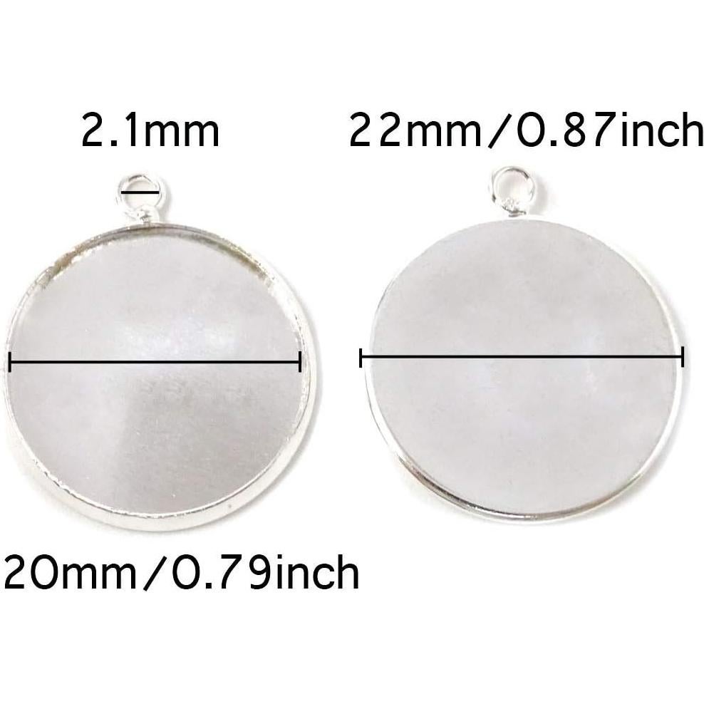 Bandejas de Colgante Redondas Honbay 20PCS 20mm Plata
