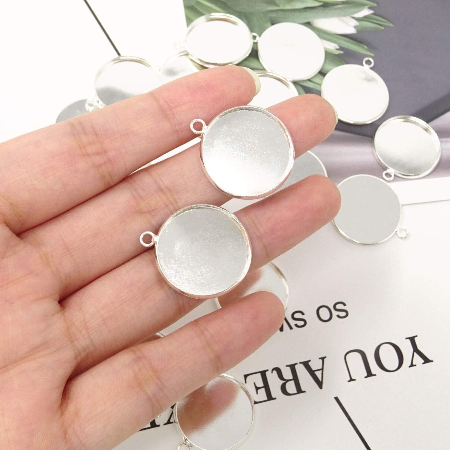 Bandejas de Colgante Redondas Honbay 20PCS 20mm Plata