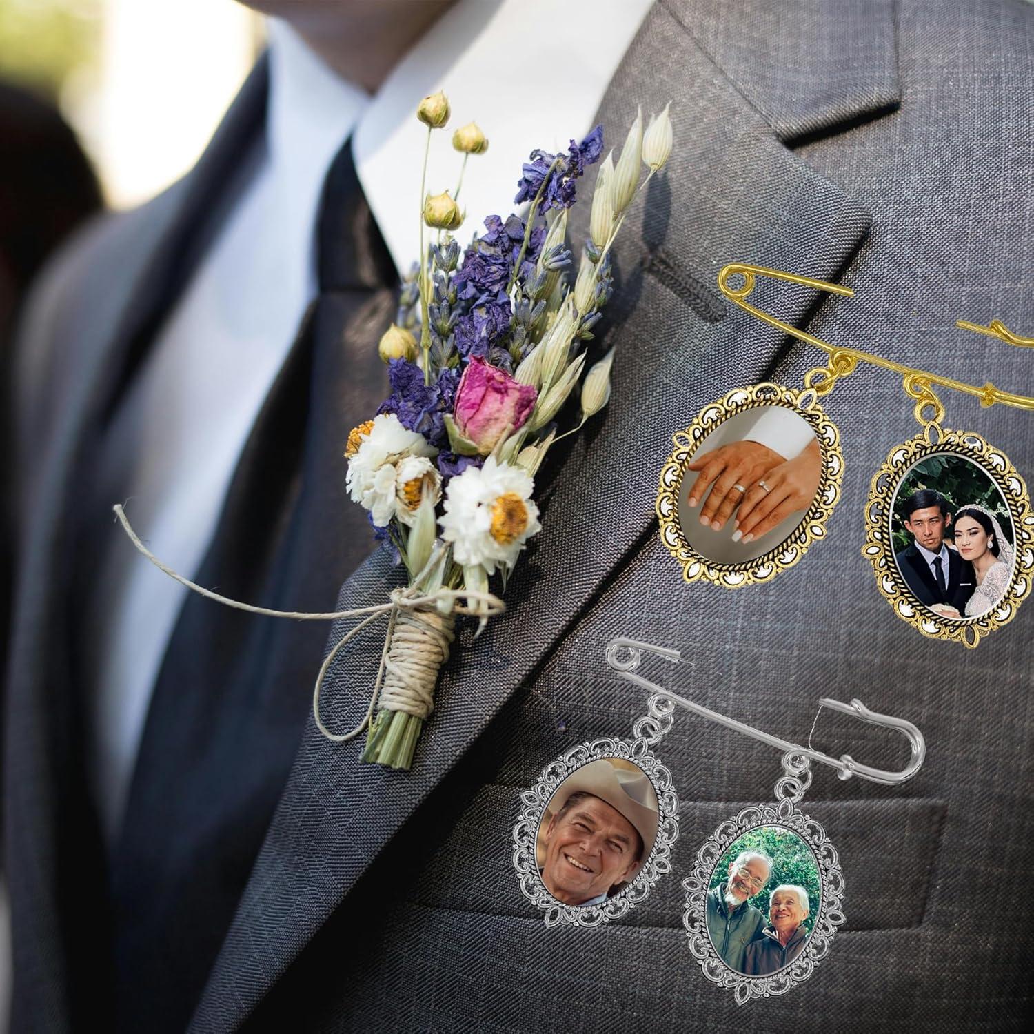 Kit de Encanto de Foto de Ramo de Boda Plata DIY - 2 Sets