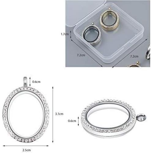 Charm de Foto WANDIC con Rhinestones - 4 Piezas Ovaladas