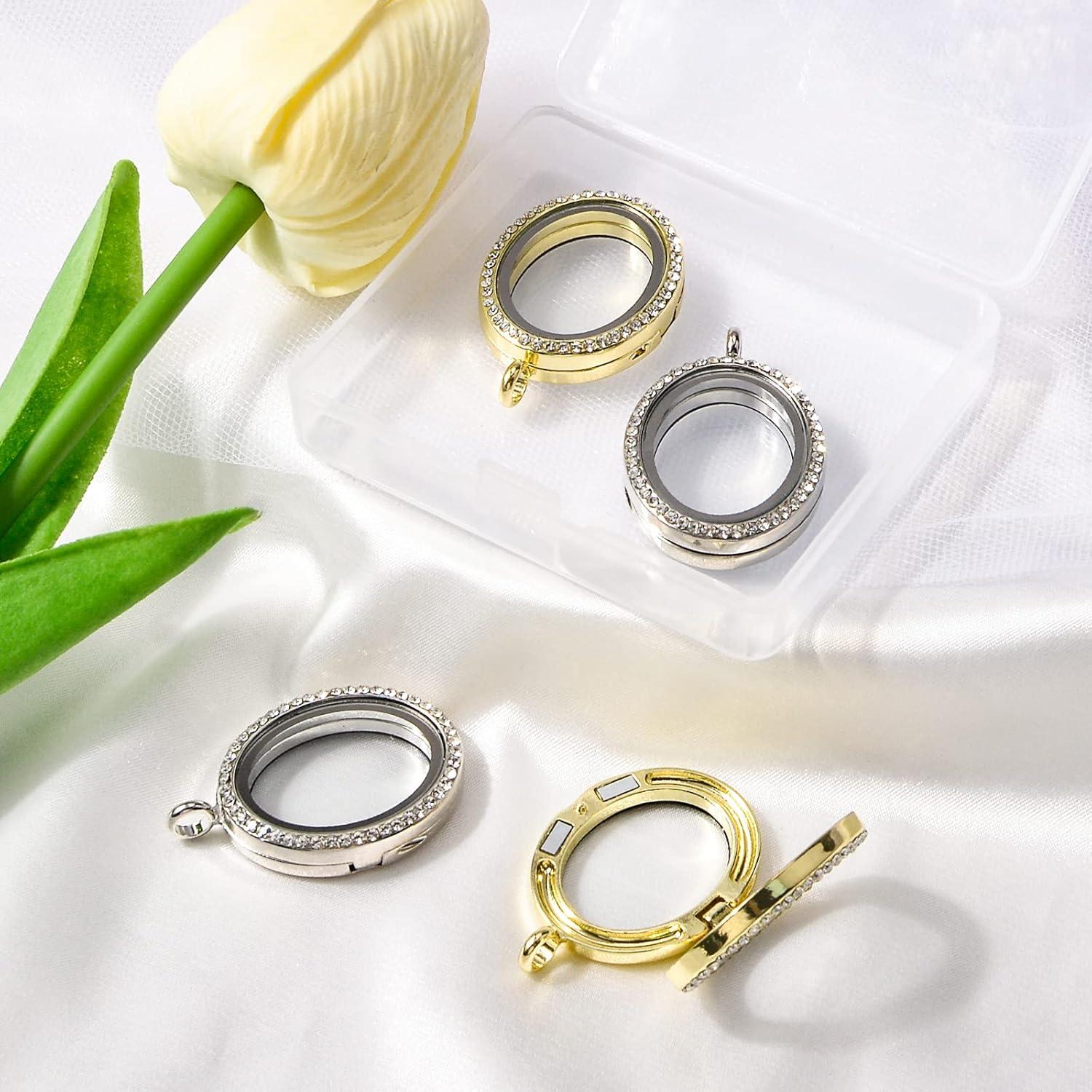 Charm de Foto WANDIC con Rhinestones - 4 Piezas Ovaladas